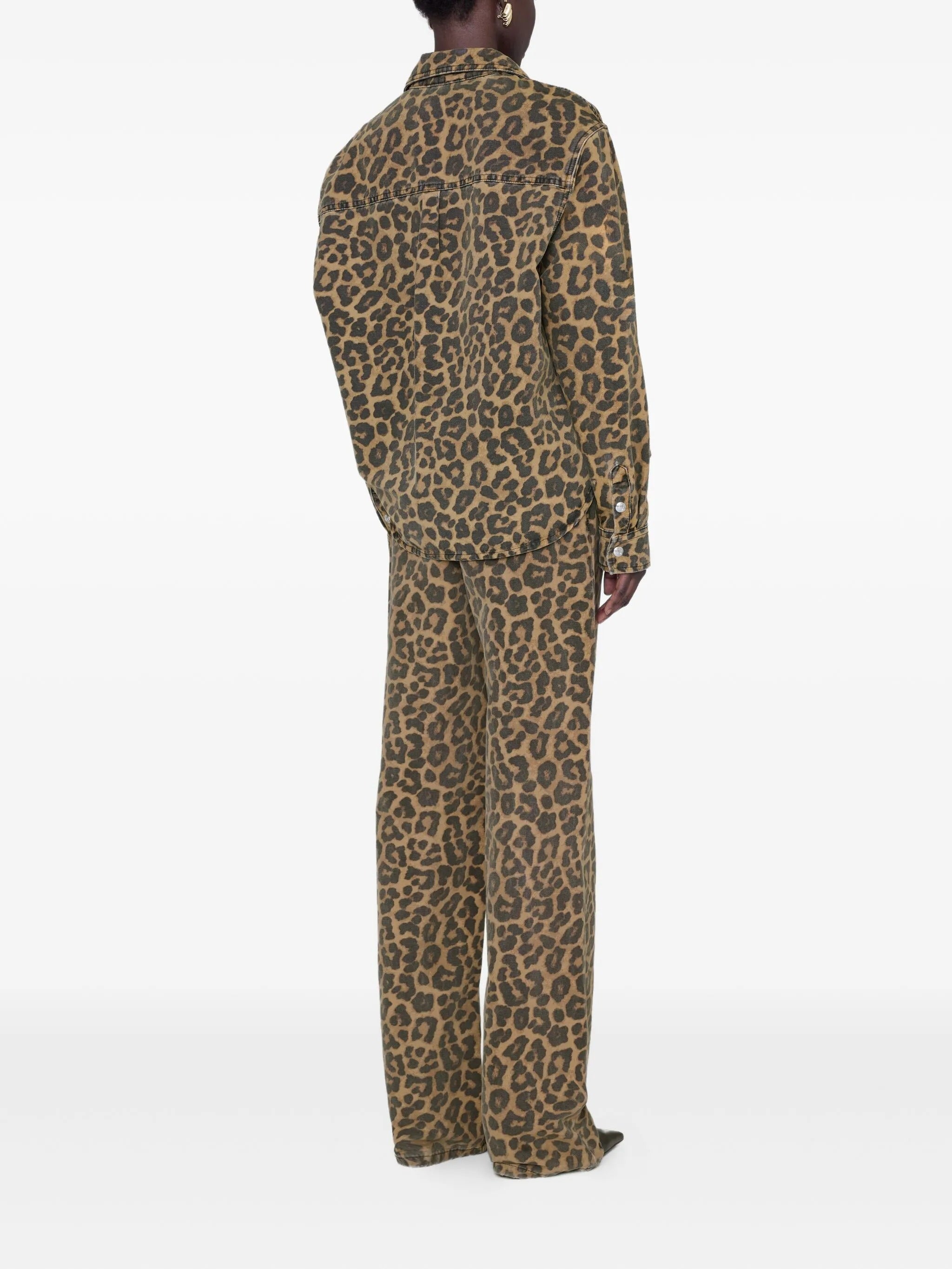 PAXTON SHIRT  BLACK AND BROWN LEOPARD