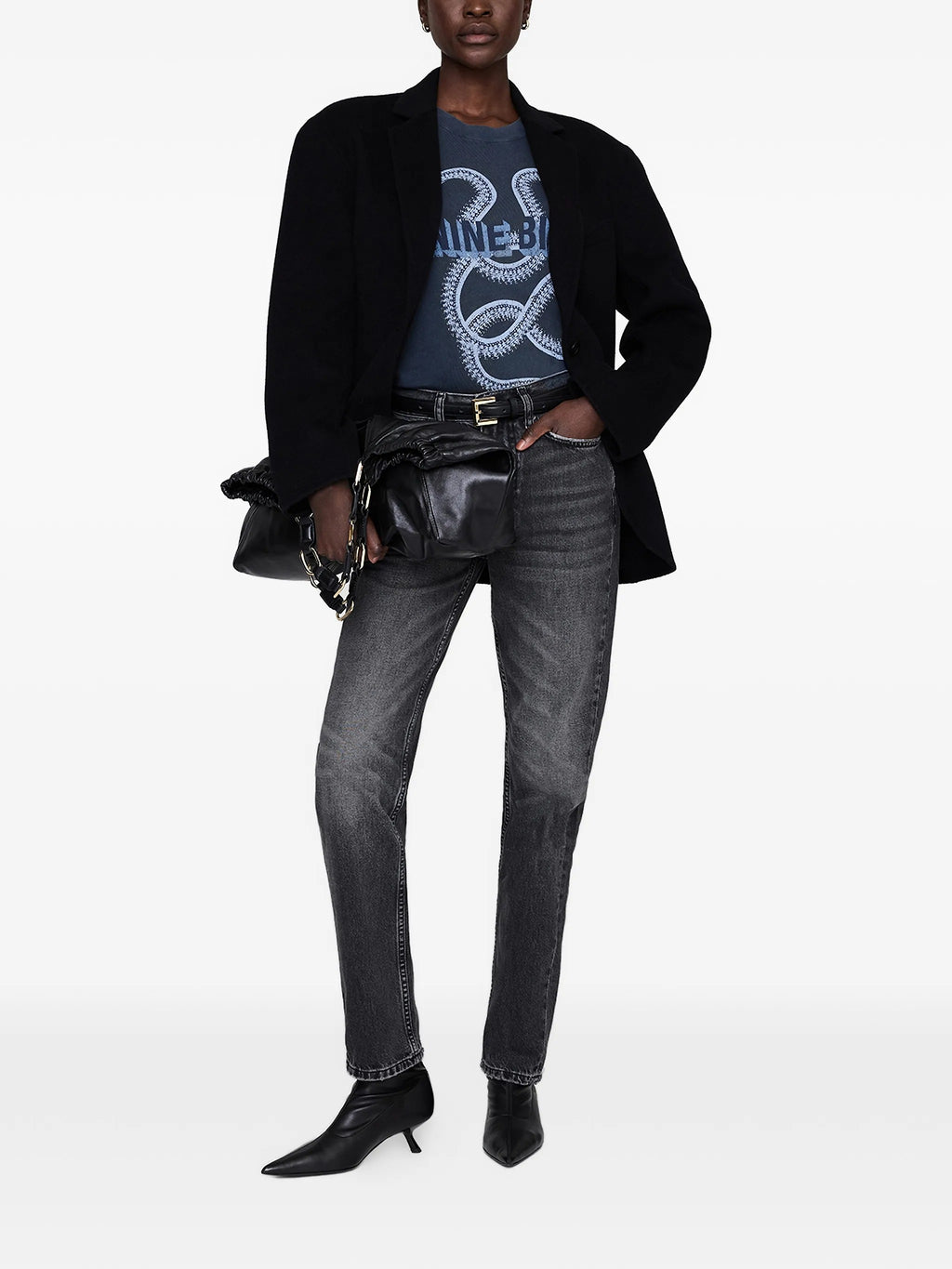 LILI TEE SNAKE  WASHED BLACK