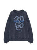 HARVEY CREW SWEATSHIRT SNAKE  WASHED BLACK