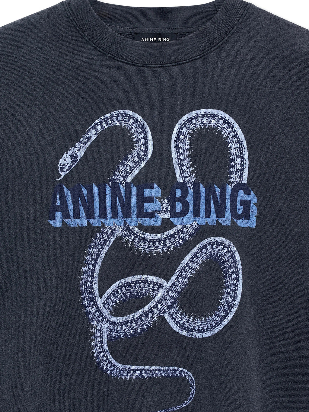 HARVEY CREW SWEATSHIRT SNAKE  WASHED BLACK