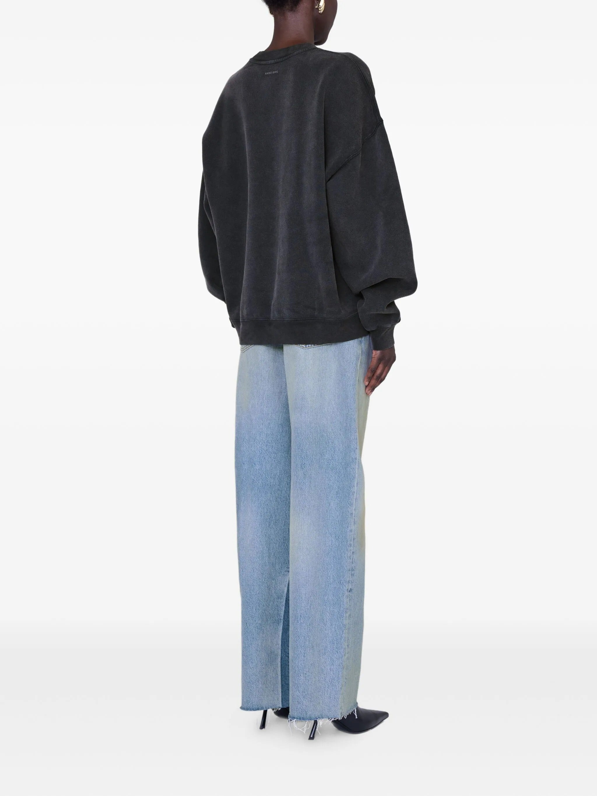 MILES SWEATSHIRT ANINE BING LEOPARD  WASHED BLACK