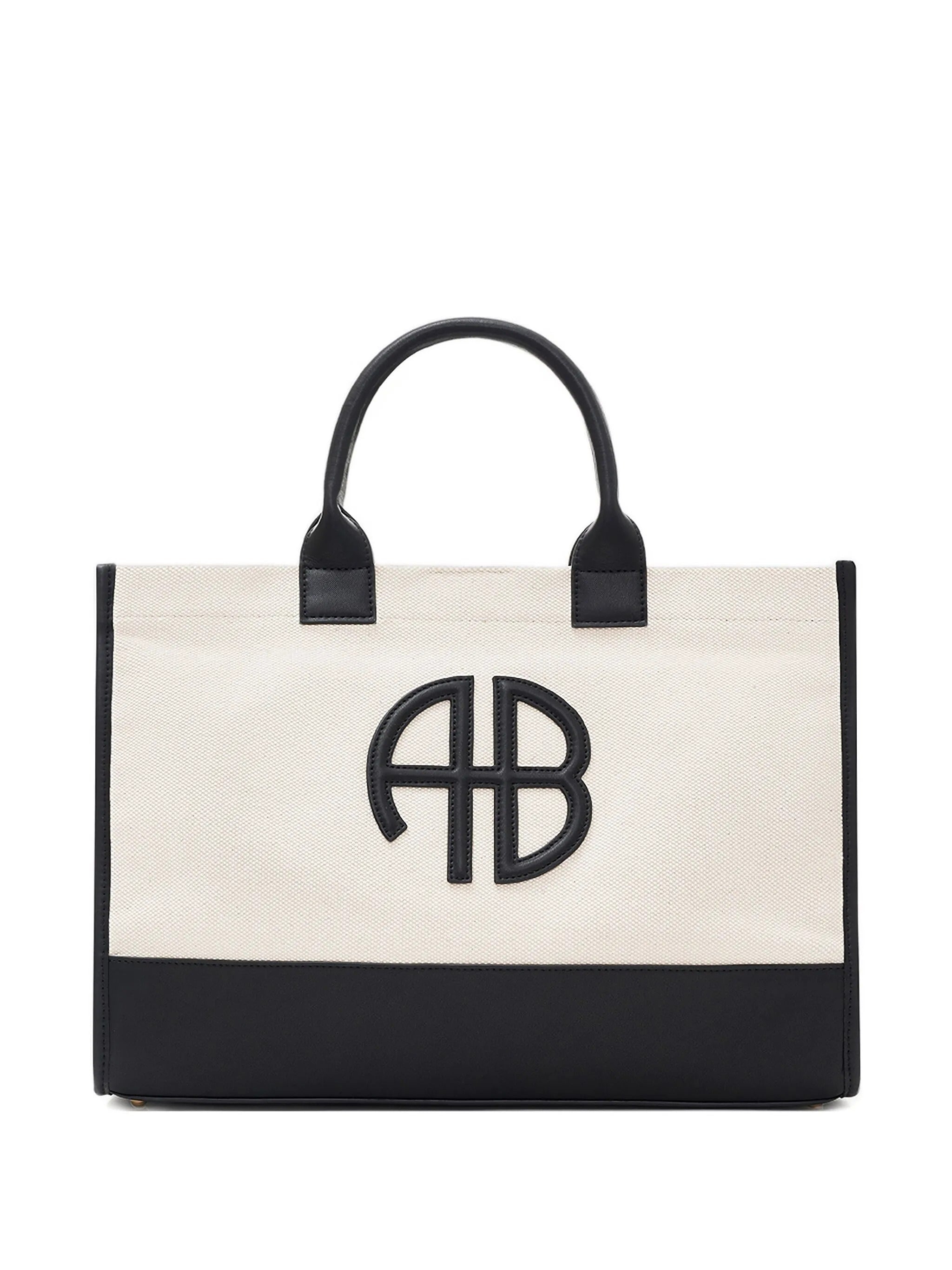 MEDIUM LARA TOTE  NATURAL CANVAS WITH BLACK