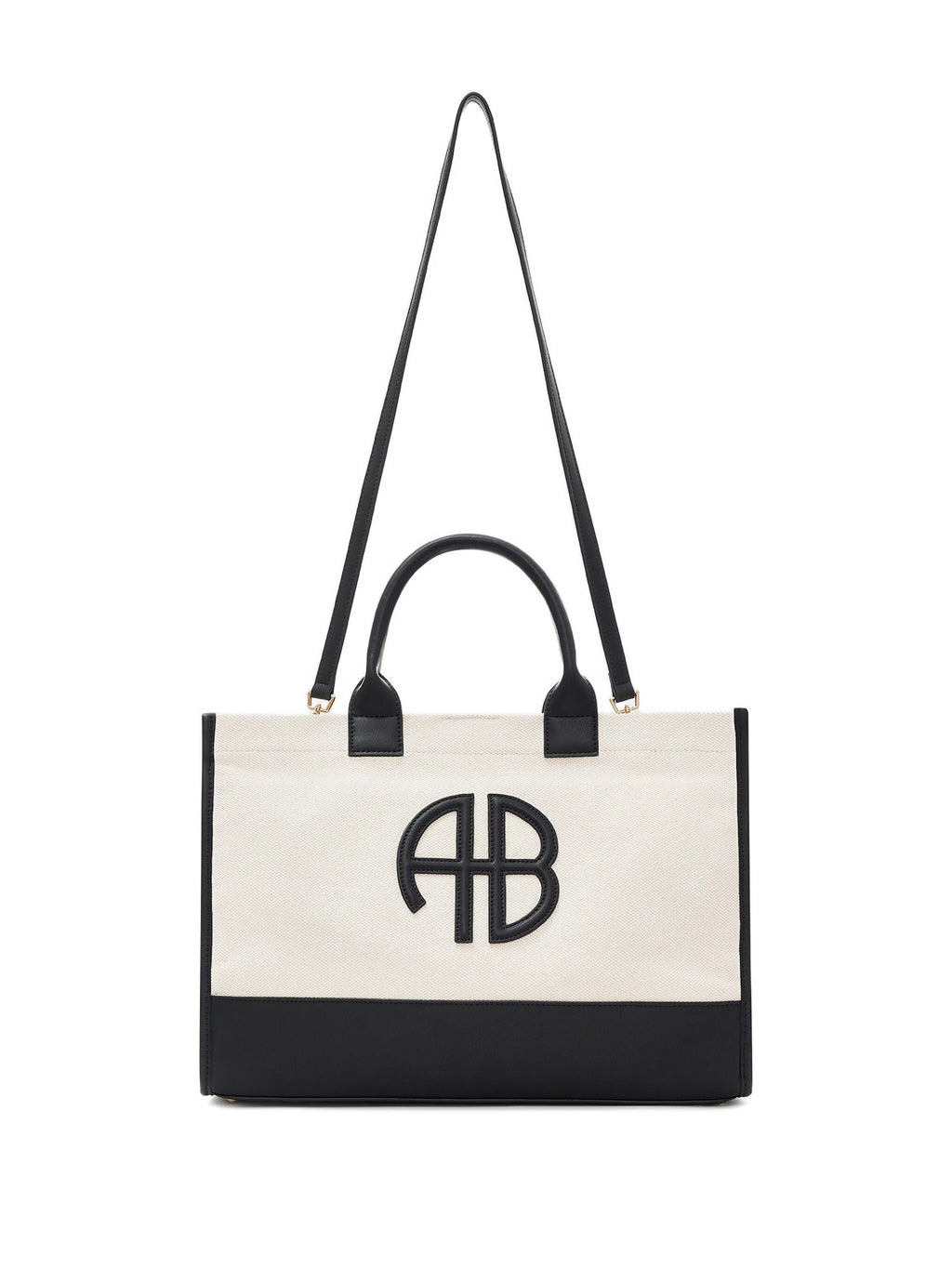 MEDIUM LARA TOTE  NATURAL CANVAS WITH BLACK