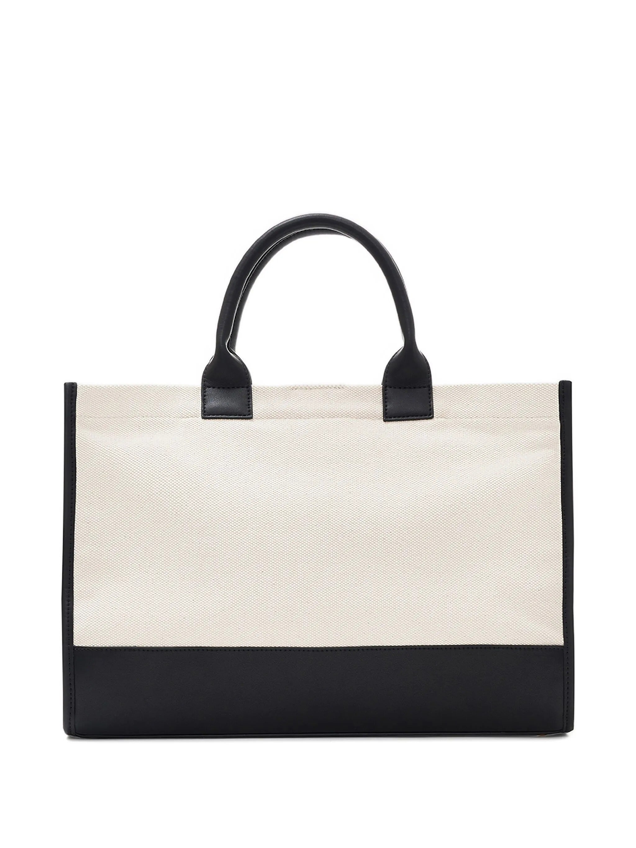 MEDIUM LARA TOTE  NATURAL CANVAS WITH BLACK