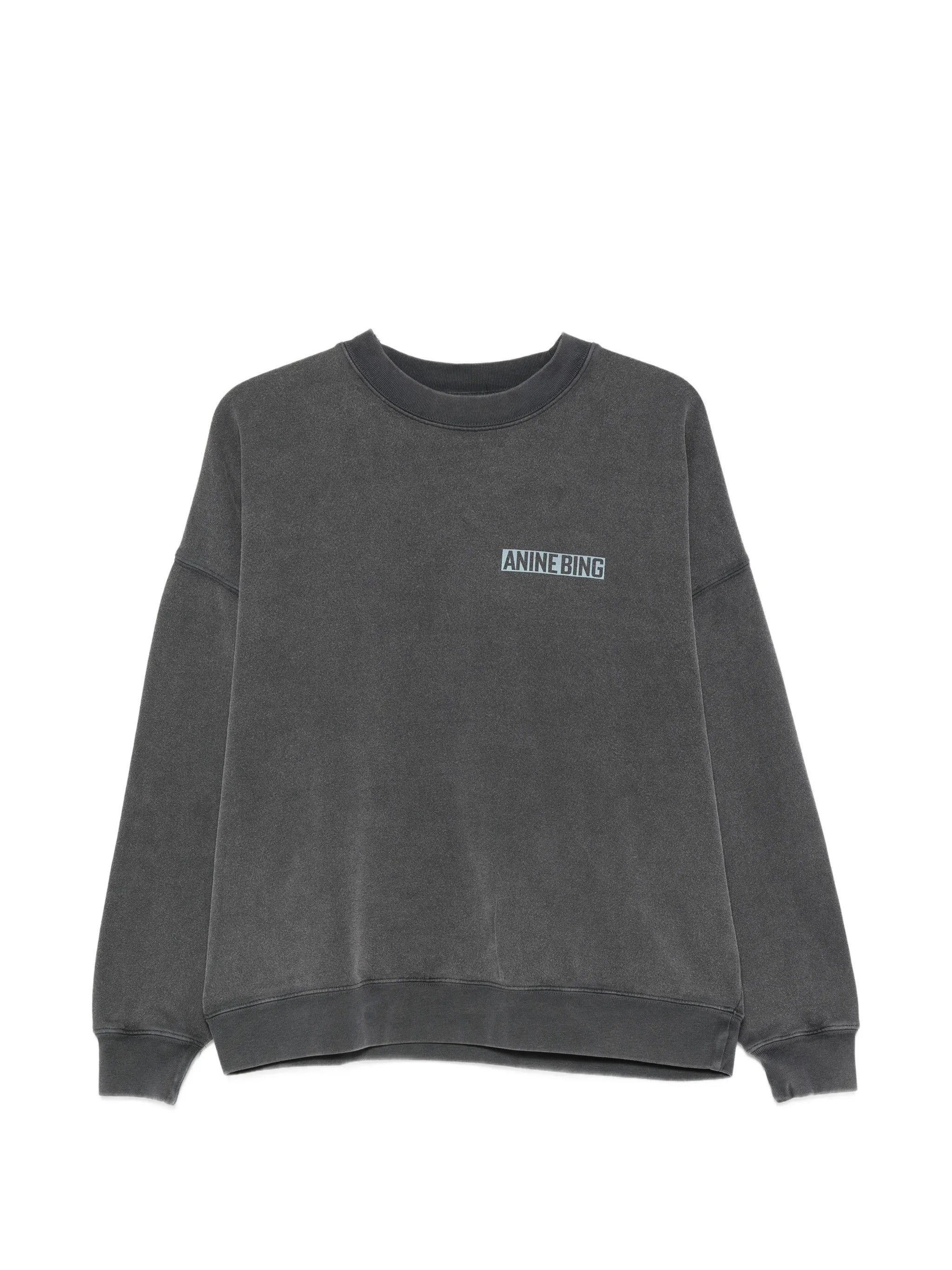 MILES SWEATSHIRT PALM - WASHED BLACK
