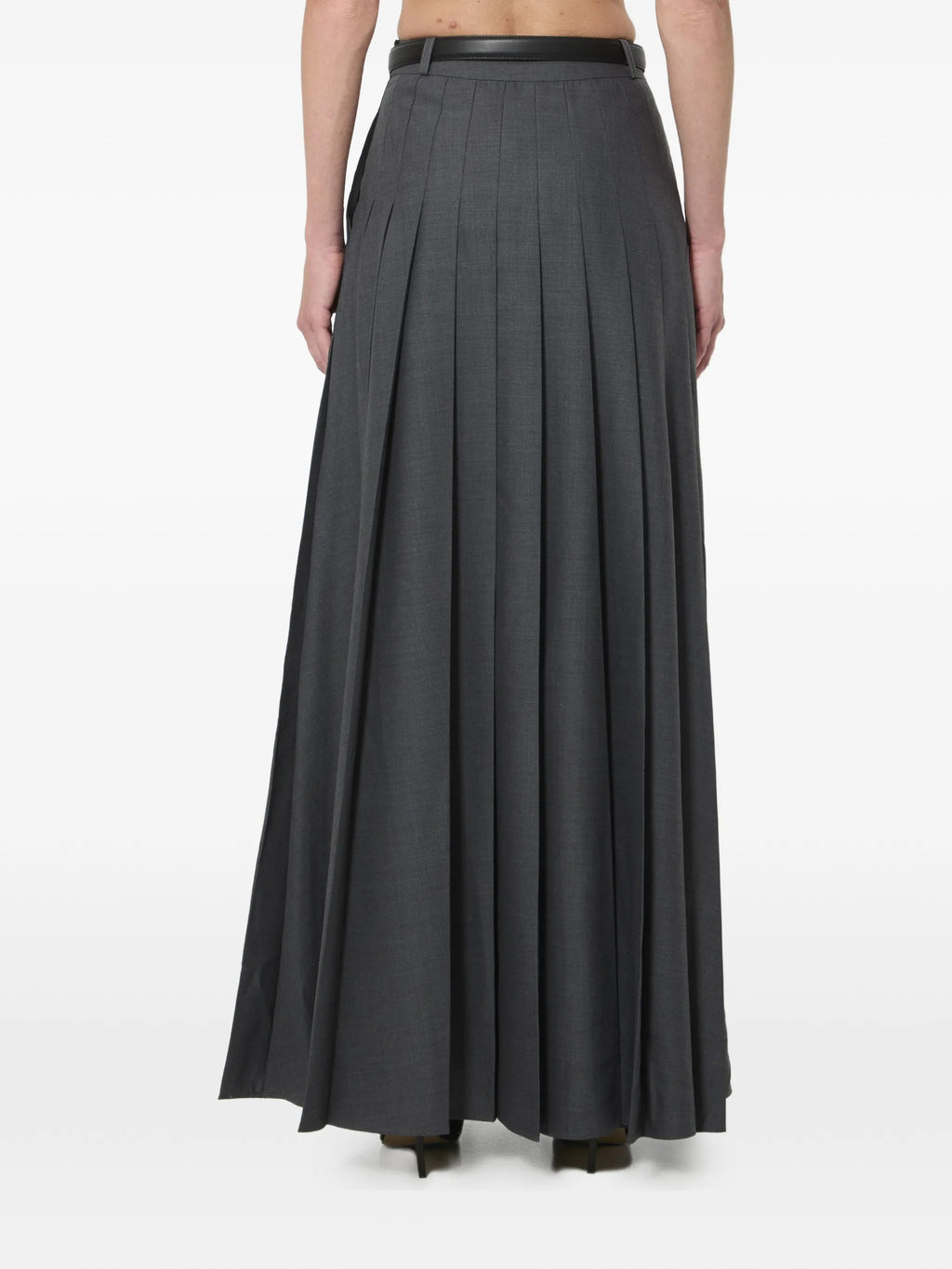 GREY PLEATED MAXI SKIRT