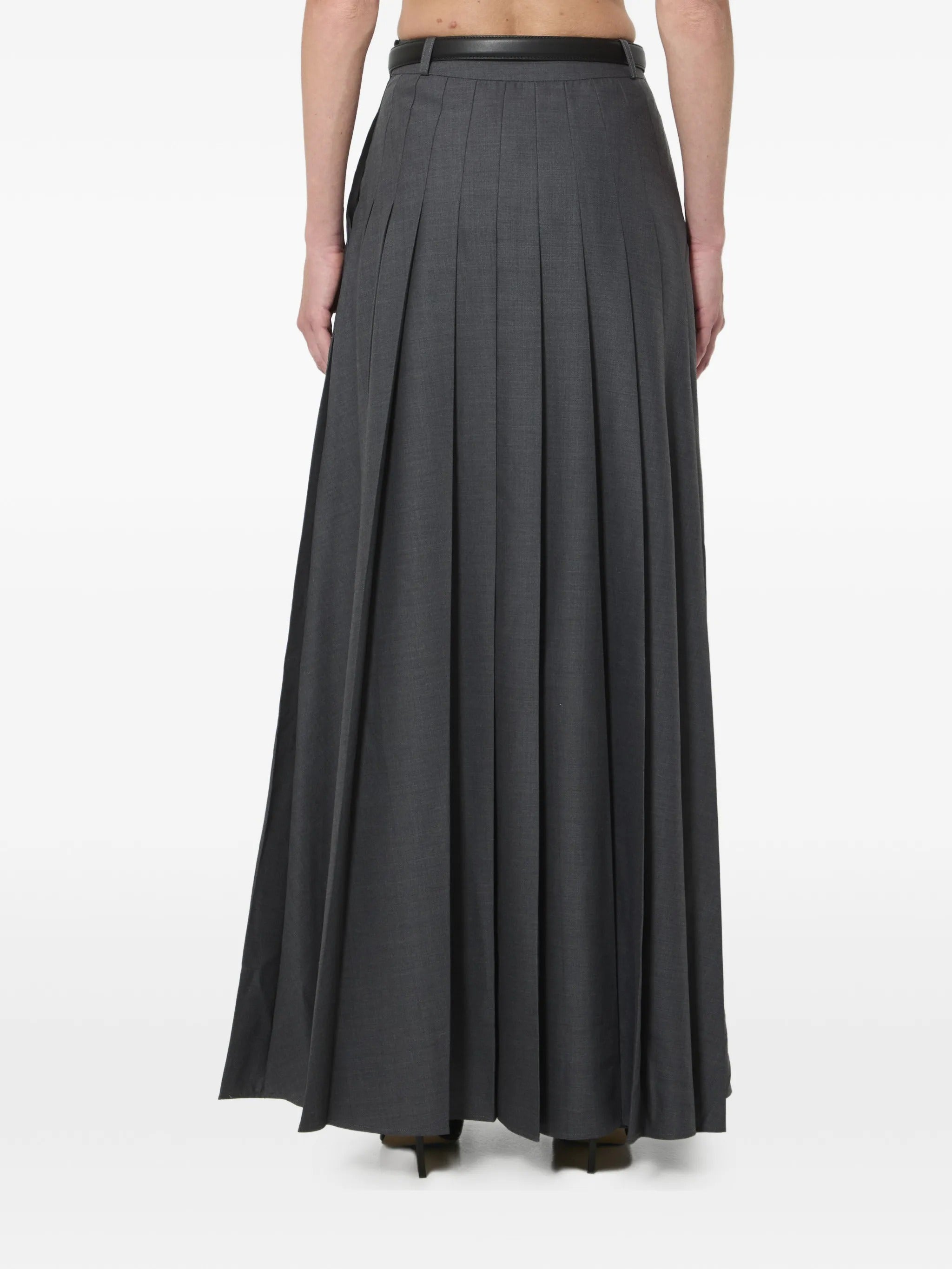 GREY PLEATED MAXI SKIRT