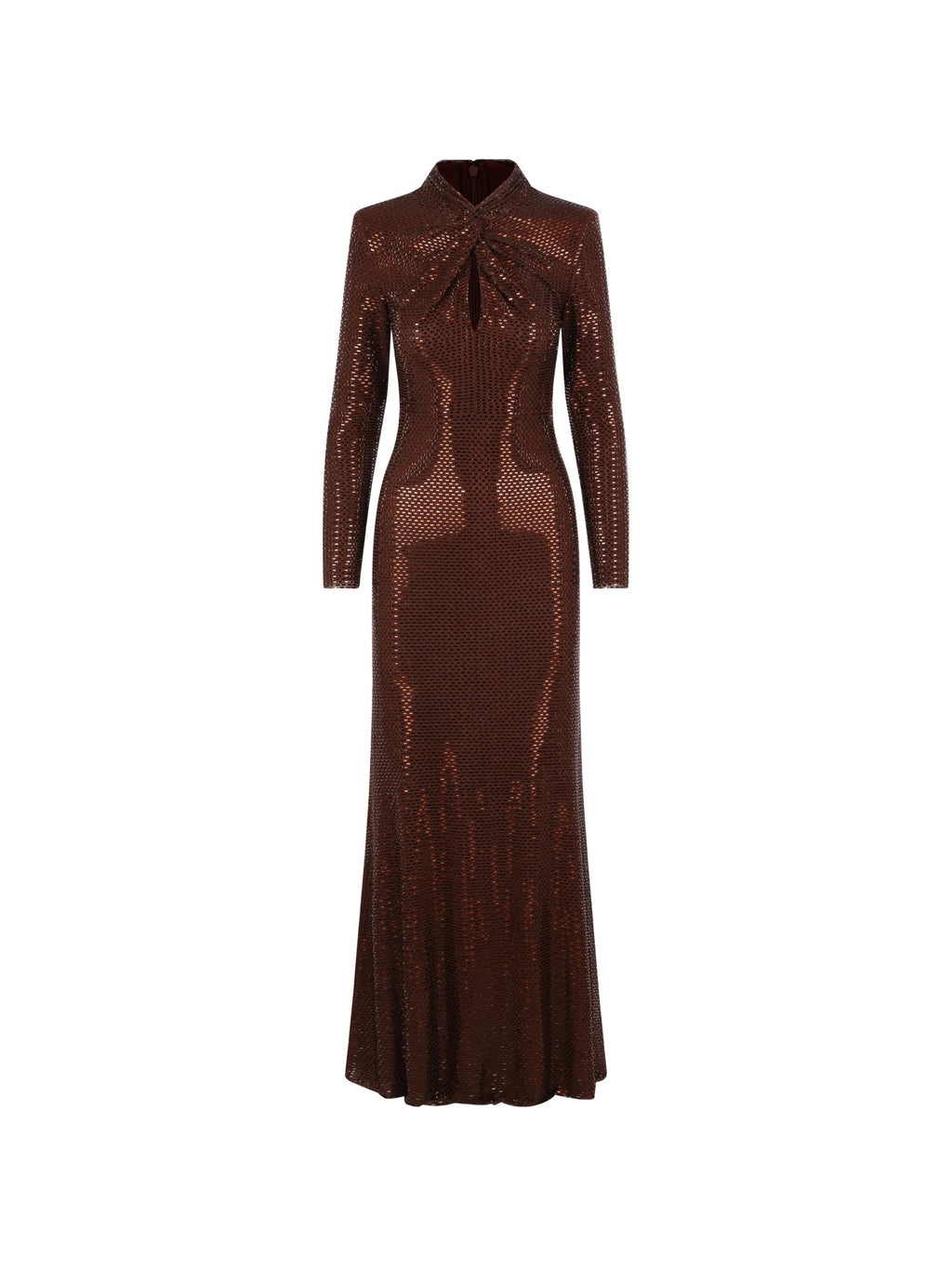 BROWN RHINESTONE MAXI DRESS