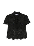 BLACK LACE TIE NECK TOP