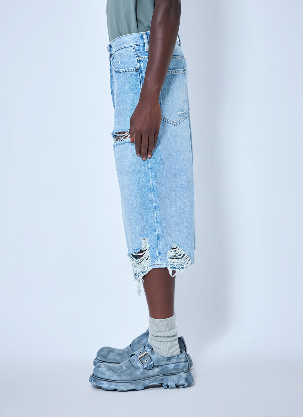 Distressed Denim Shorts