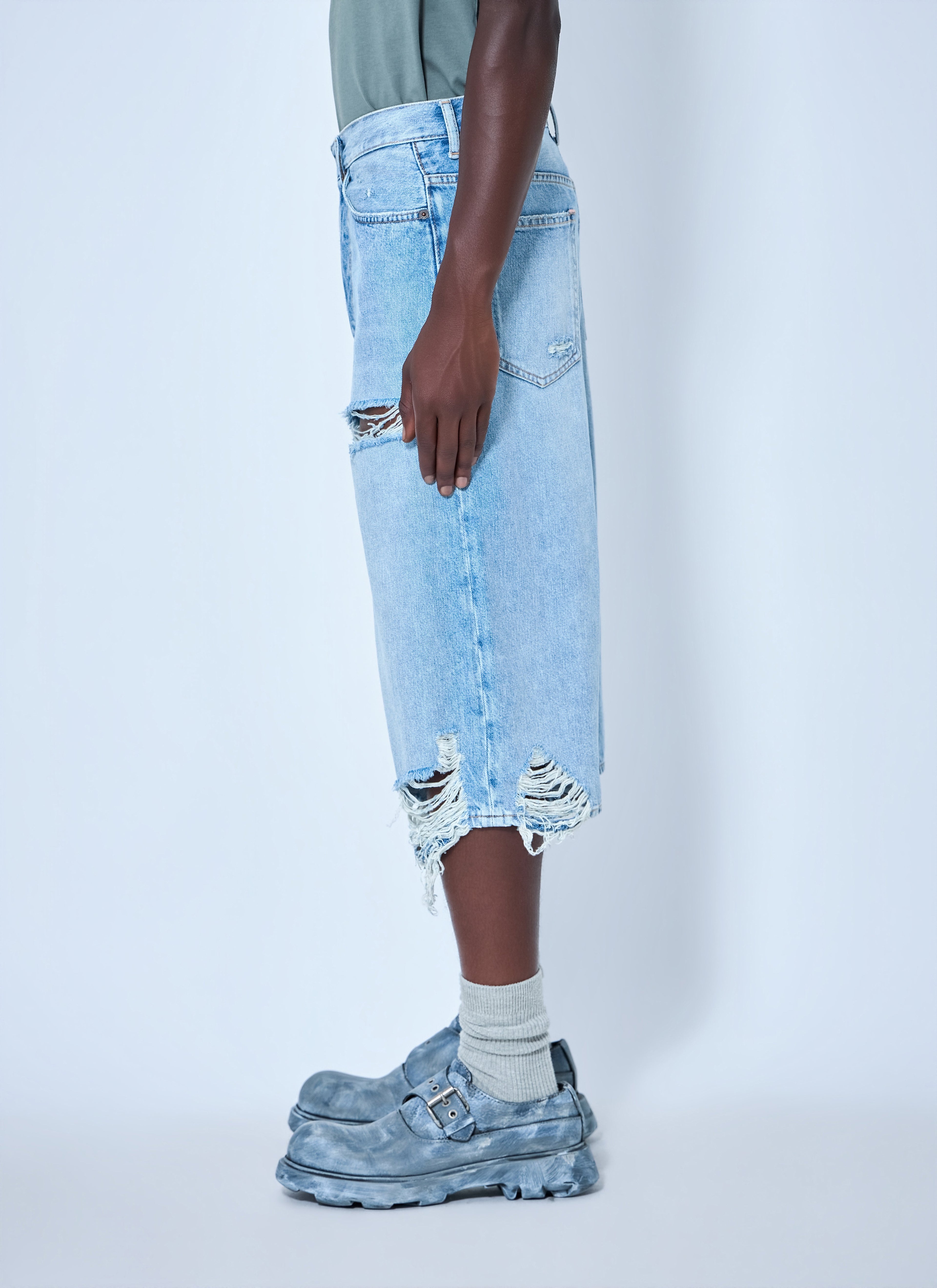 Distressed Denim Shorts