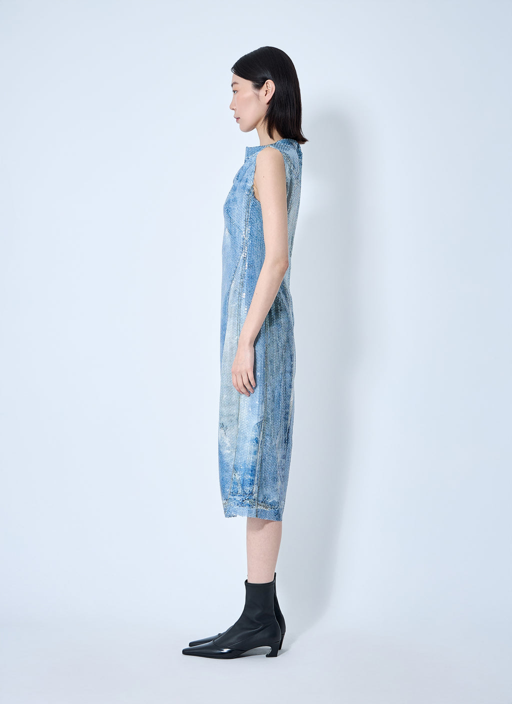 Printed Sequin Midi Dress