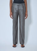 Coated Pinstripe Trousers