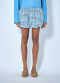 Gathered Check Shorts
