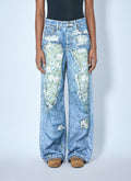 Distressed Floral Patchwork Jeans