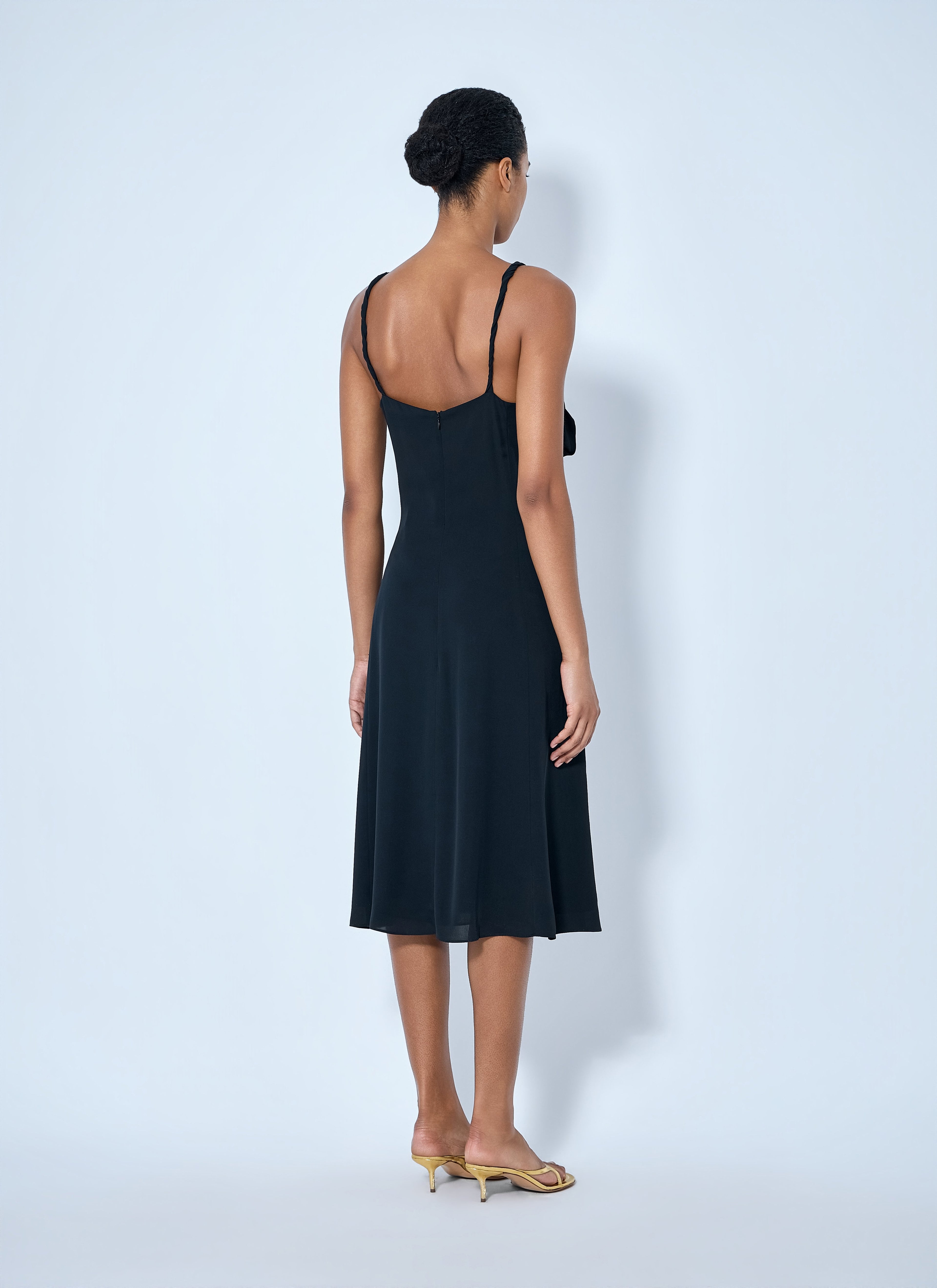 Silk Midi Dress With Bow