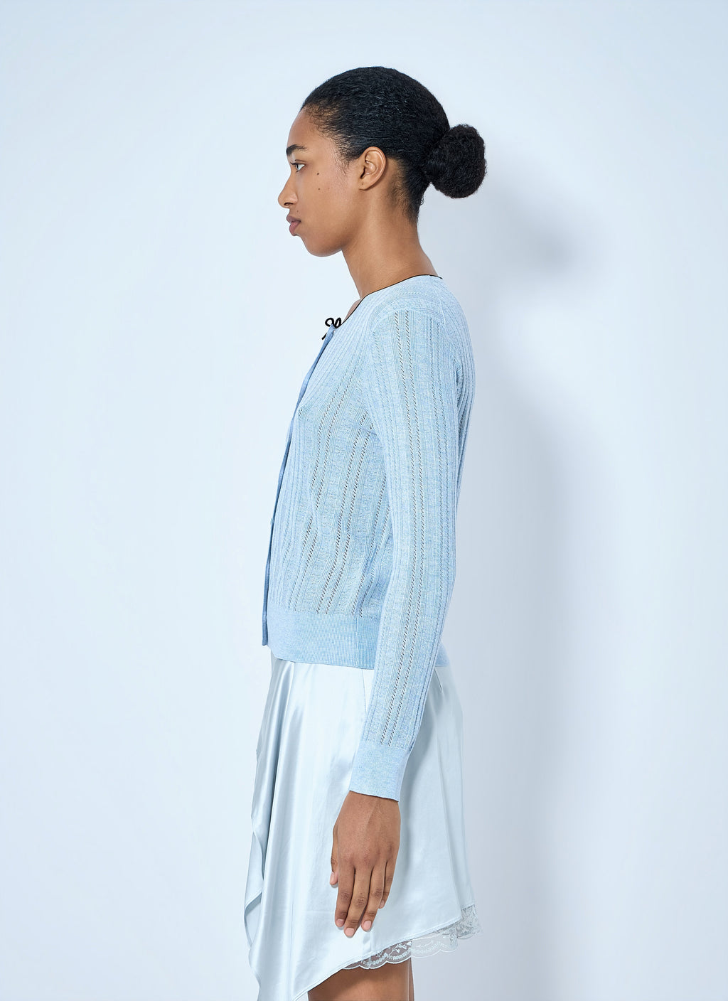Ribbed Cardigan with Button Fastening