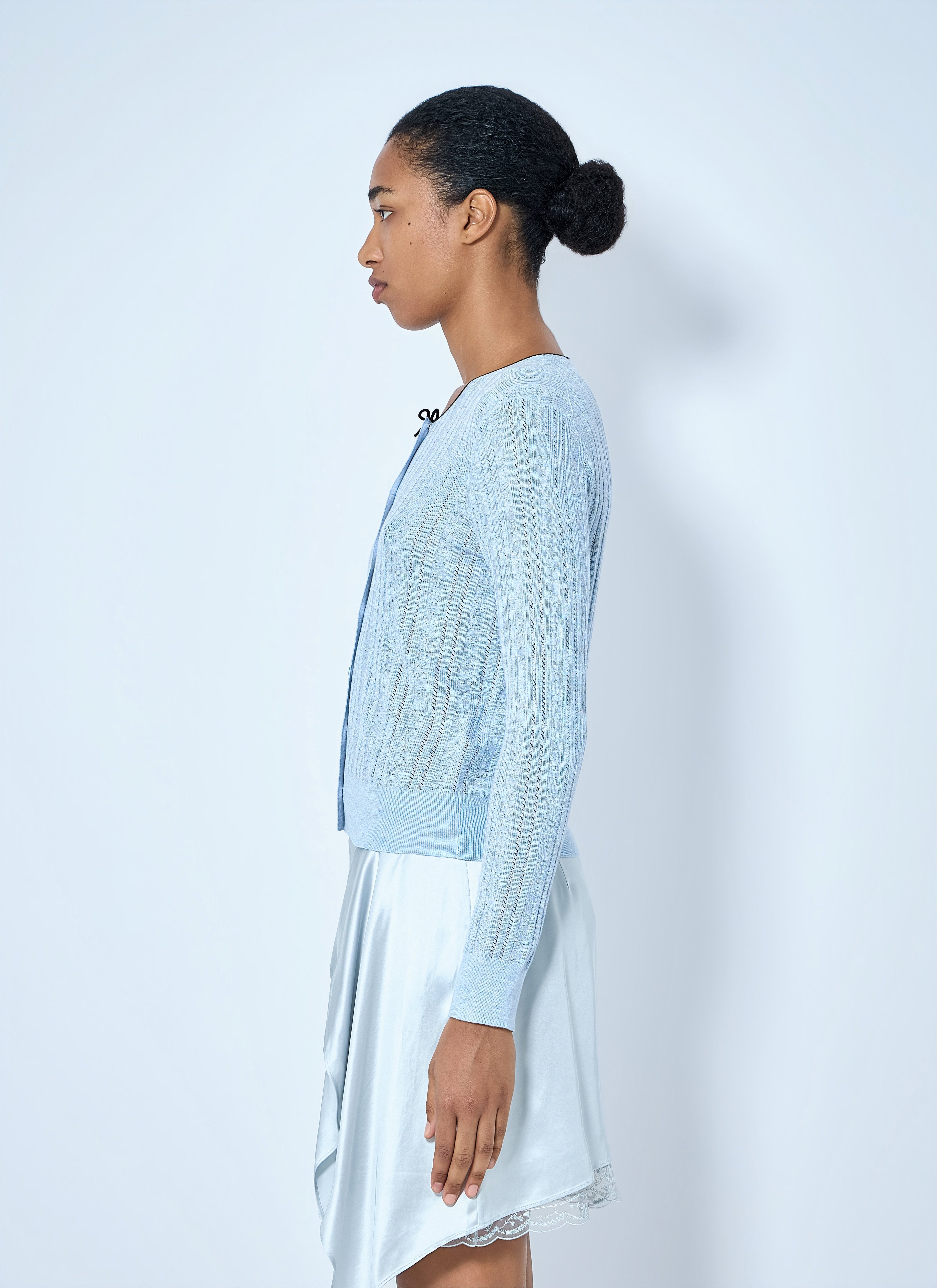 Ribbed Cardigan with Button Fastening