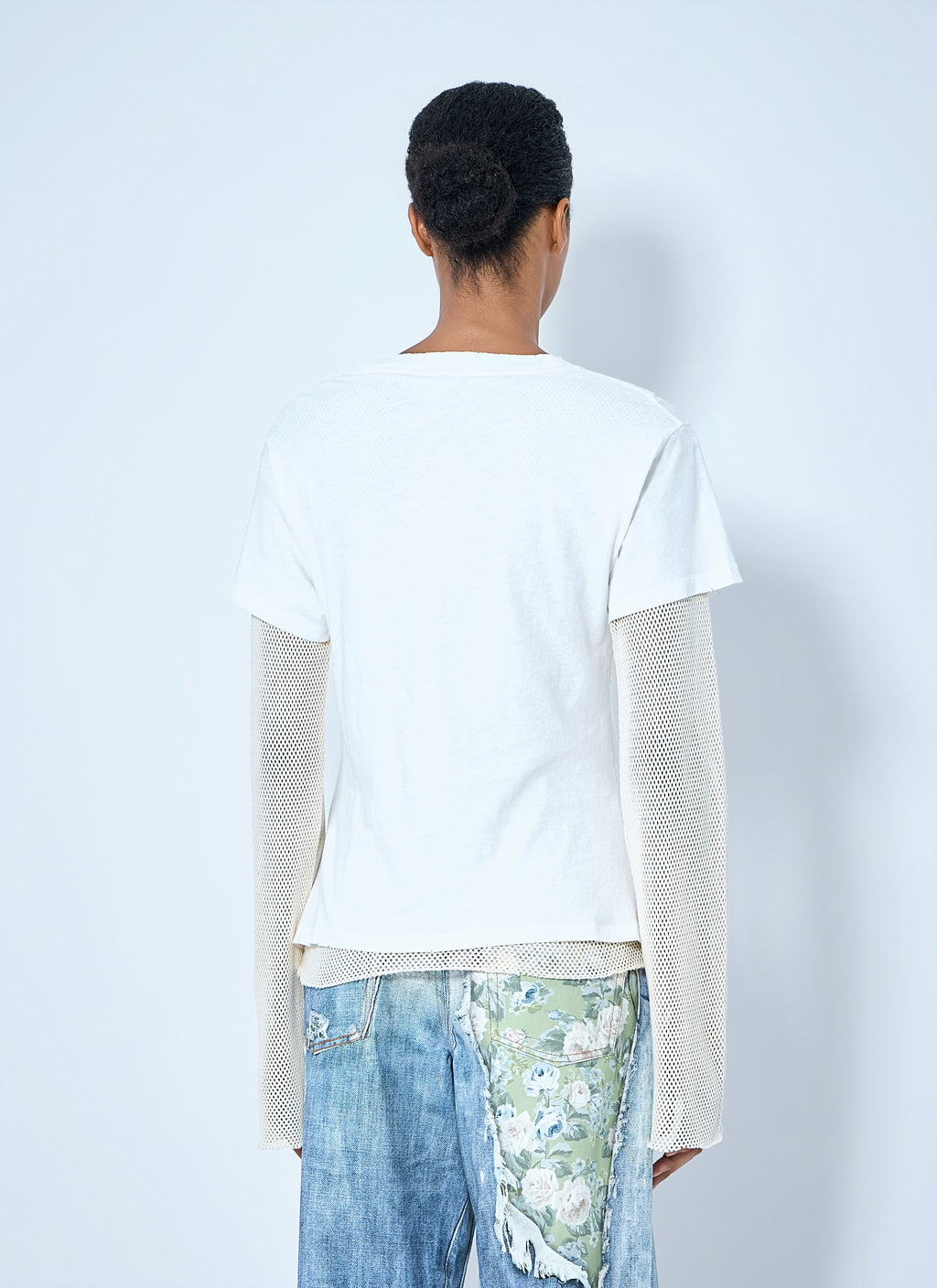 Layered Mesh Sleeve T-shirt
