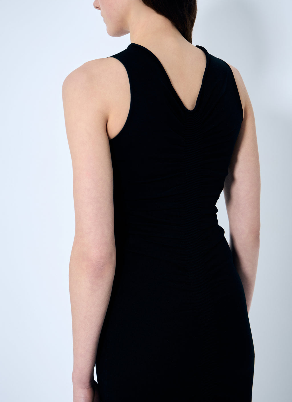 Ruched Wide V Neck Maxi Dress