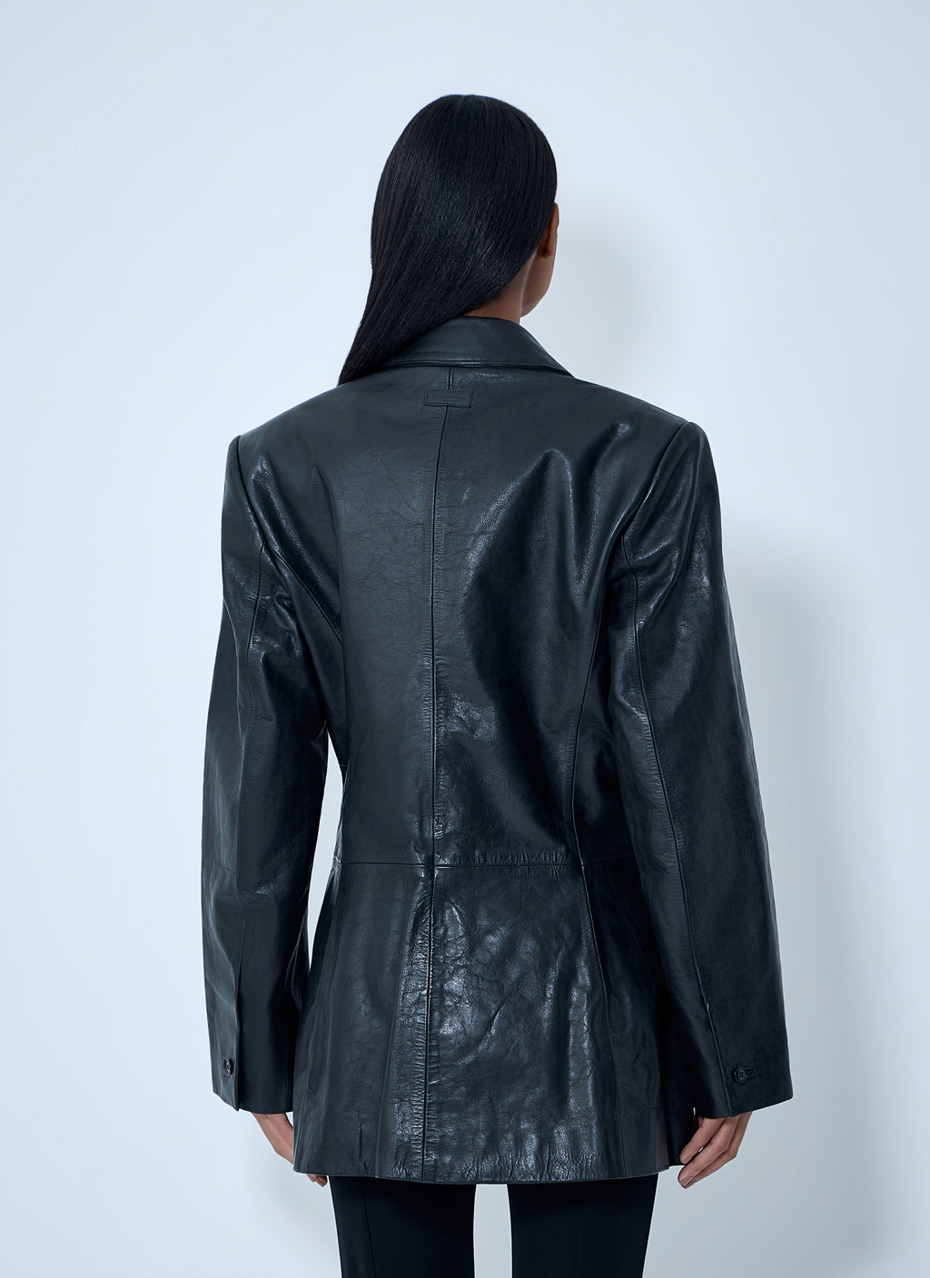 Leather Single-Breasted Blazer