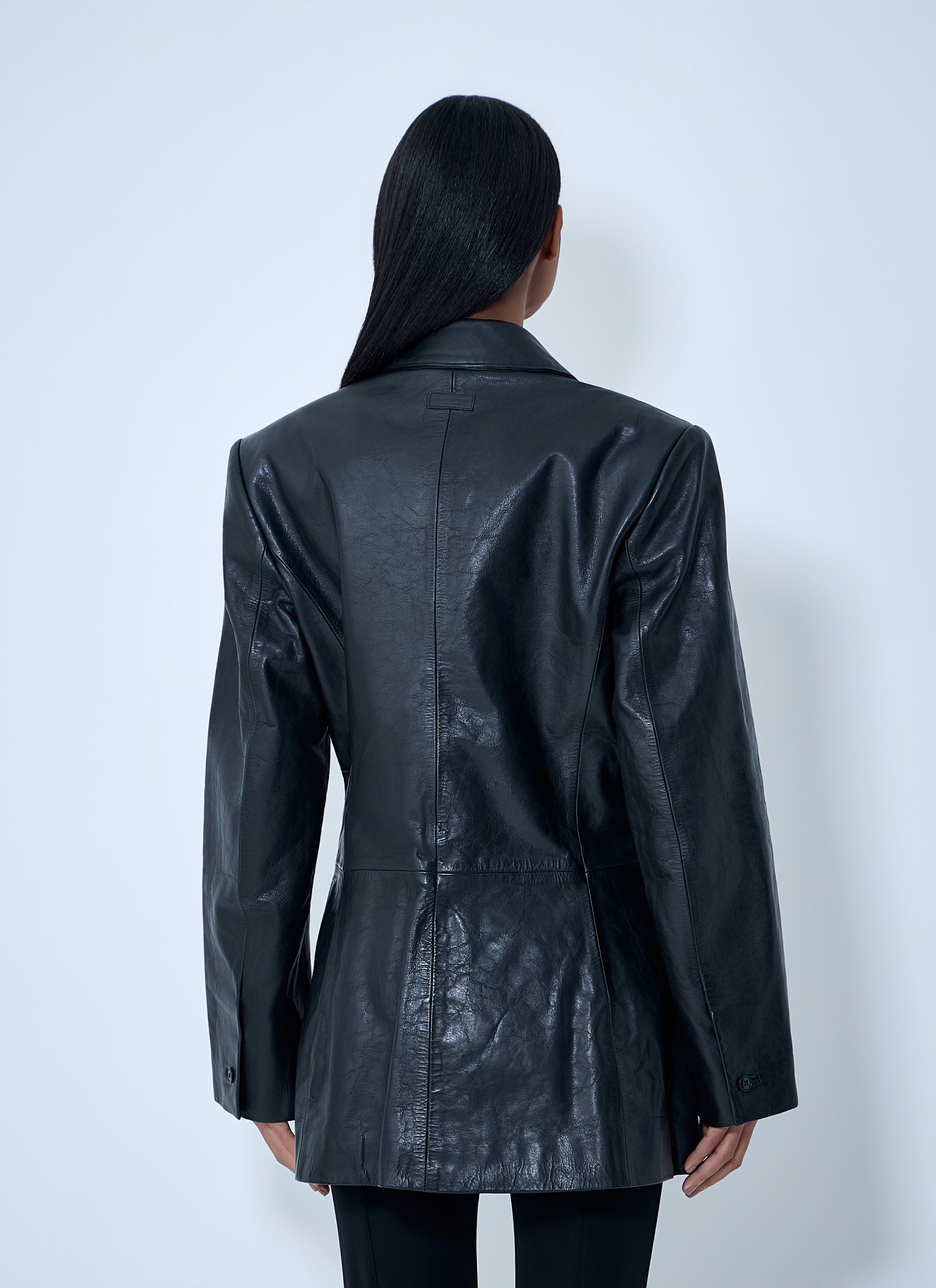 Leather Single-Breasted Blazer