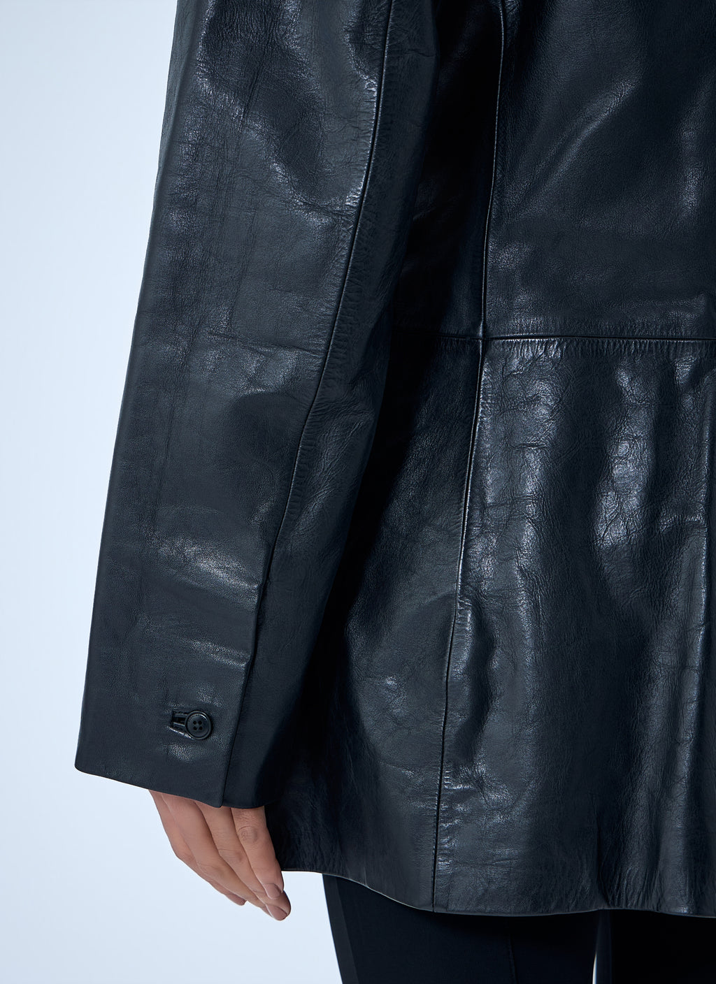 Leather Single-Breasted Blazer