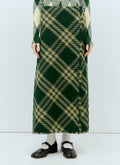 Wool Check Midi Skirt