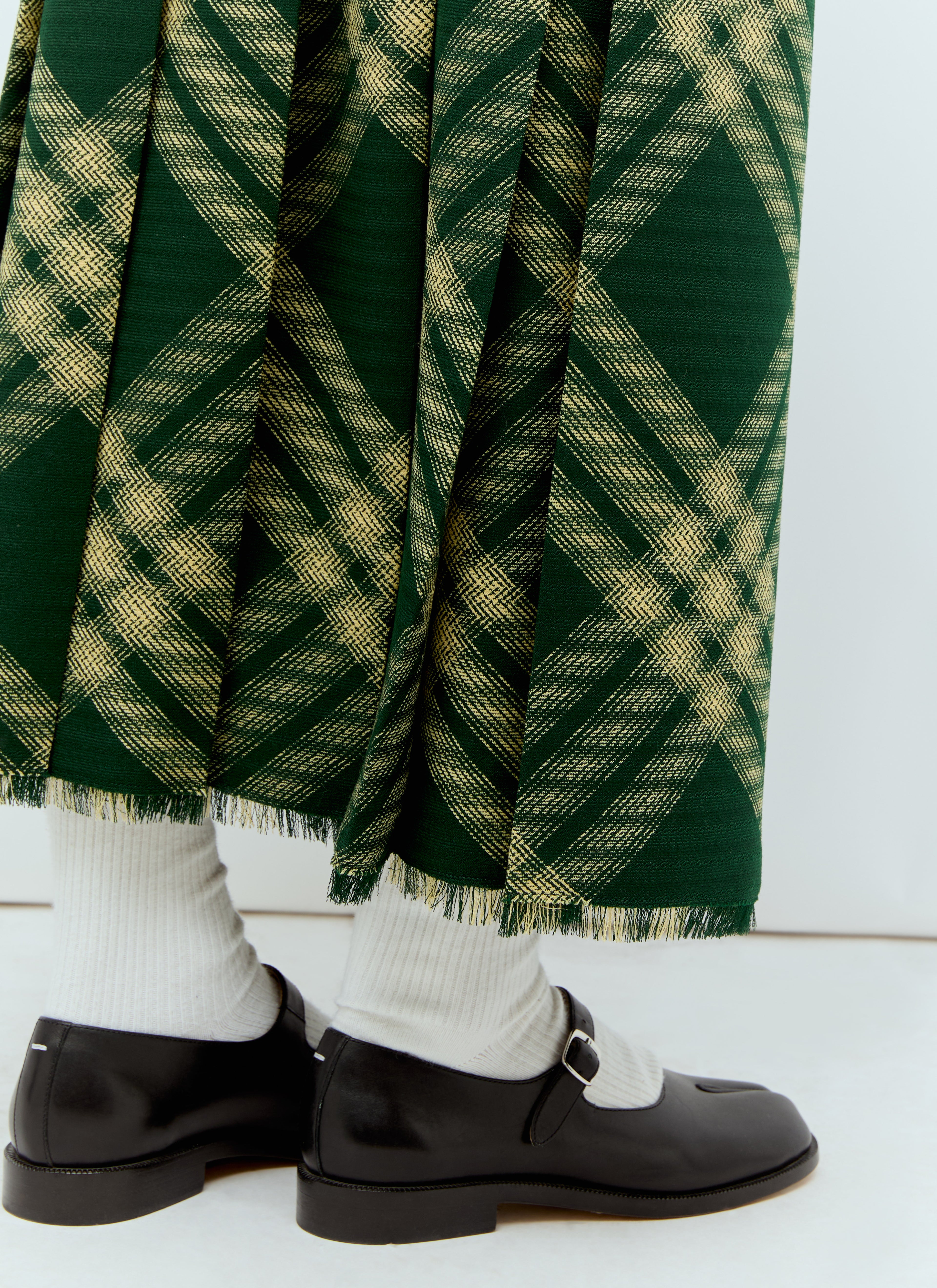 Wool Check Midi Skirt