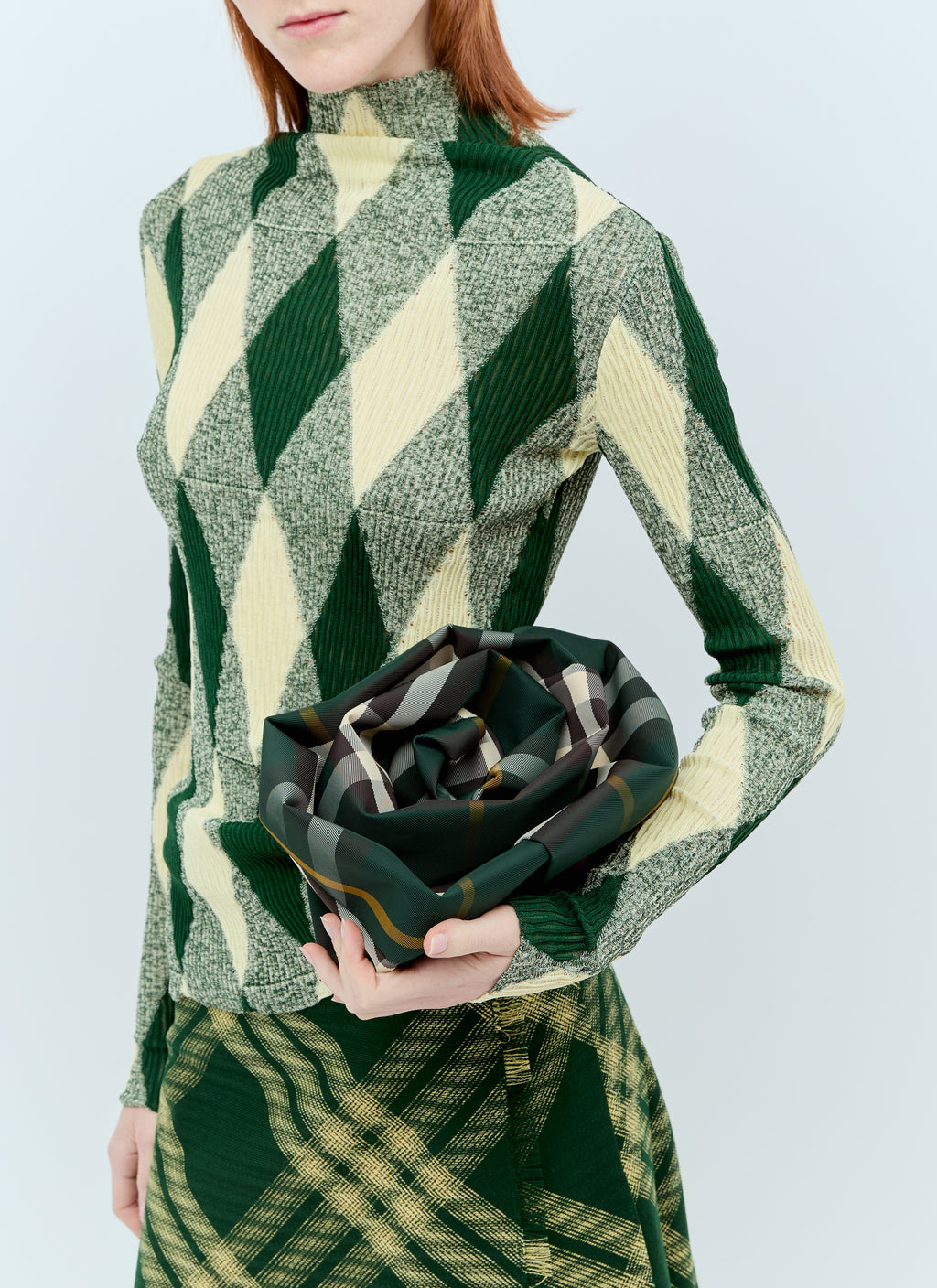 Rose Check Clutch