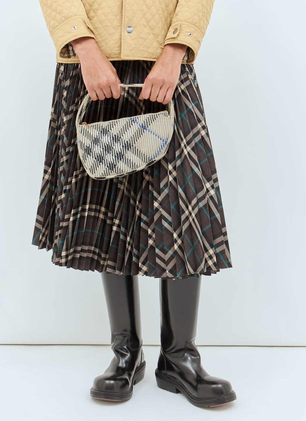 Check Mini Knitted Shoulder Bag