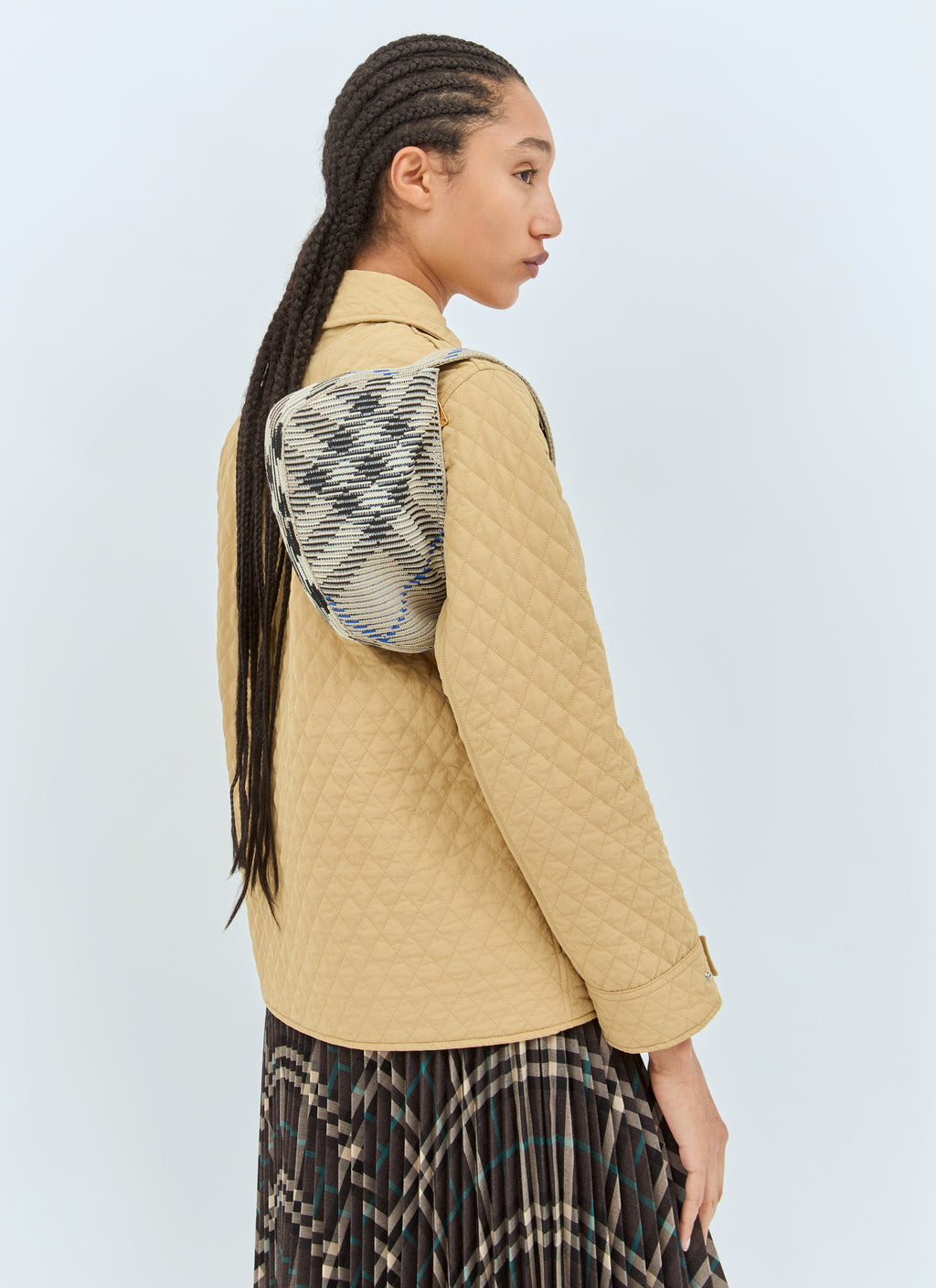 Check Mini Knitted Shoulder Bag
