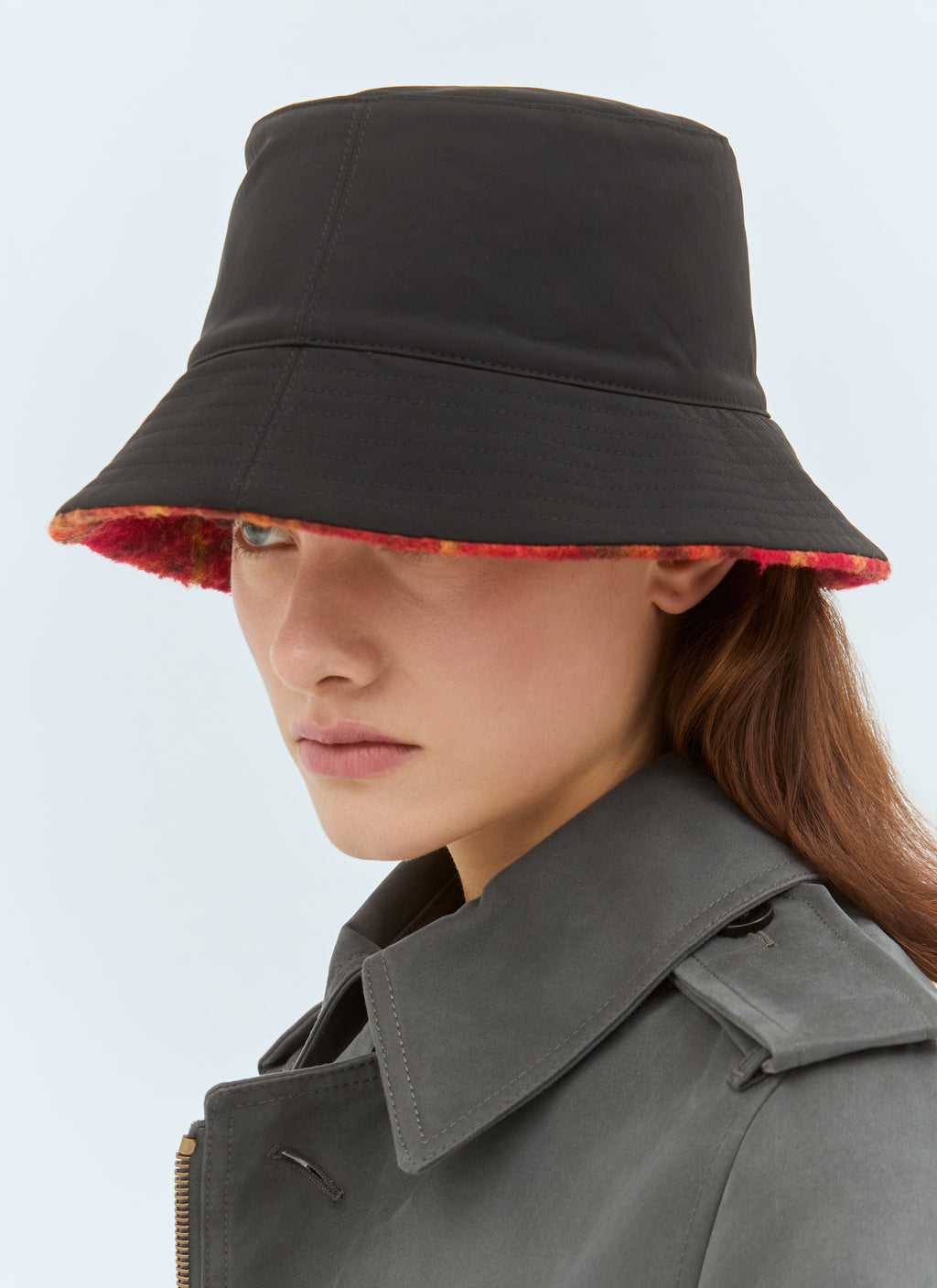 Reversible Check Fleece Bucket Hat