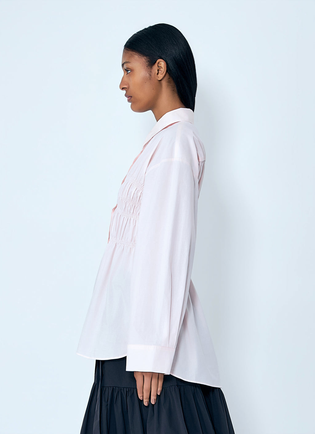 Smocked Detail Poplin Shirt