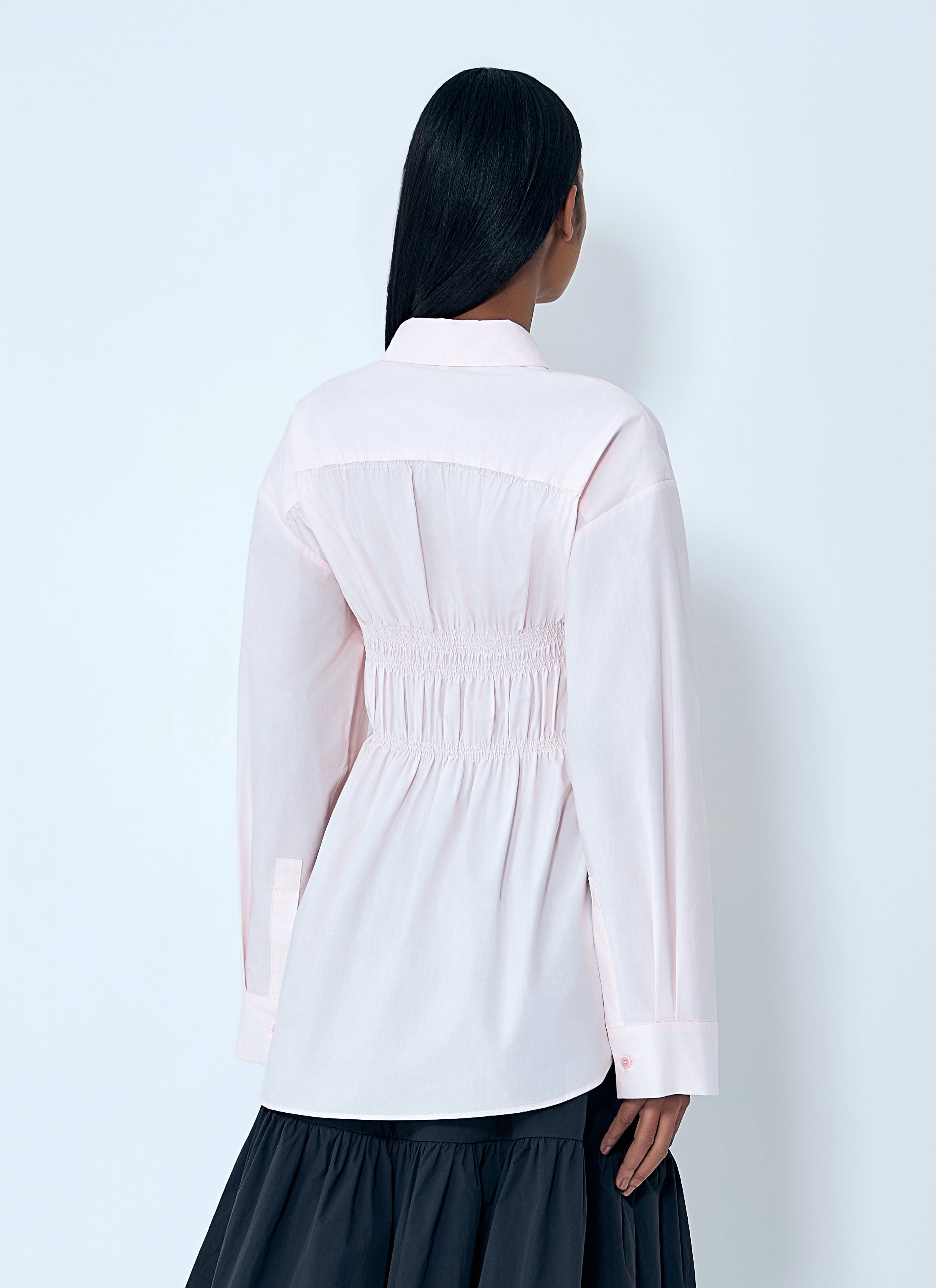 Smocked Detail Poplin Shirt