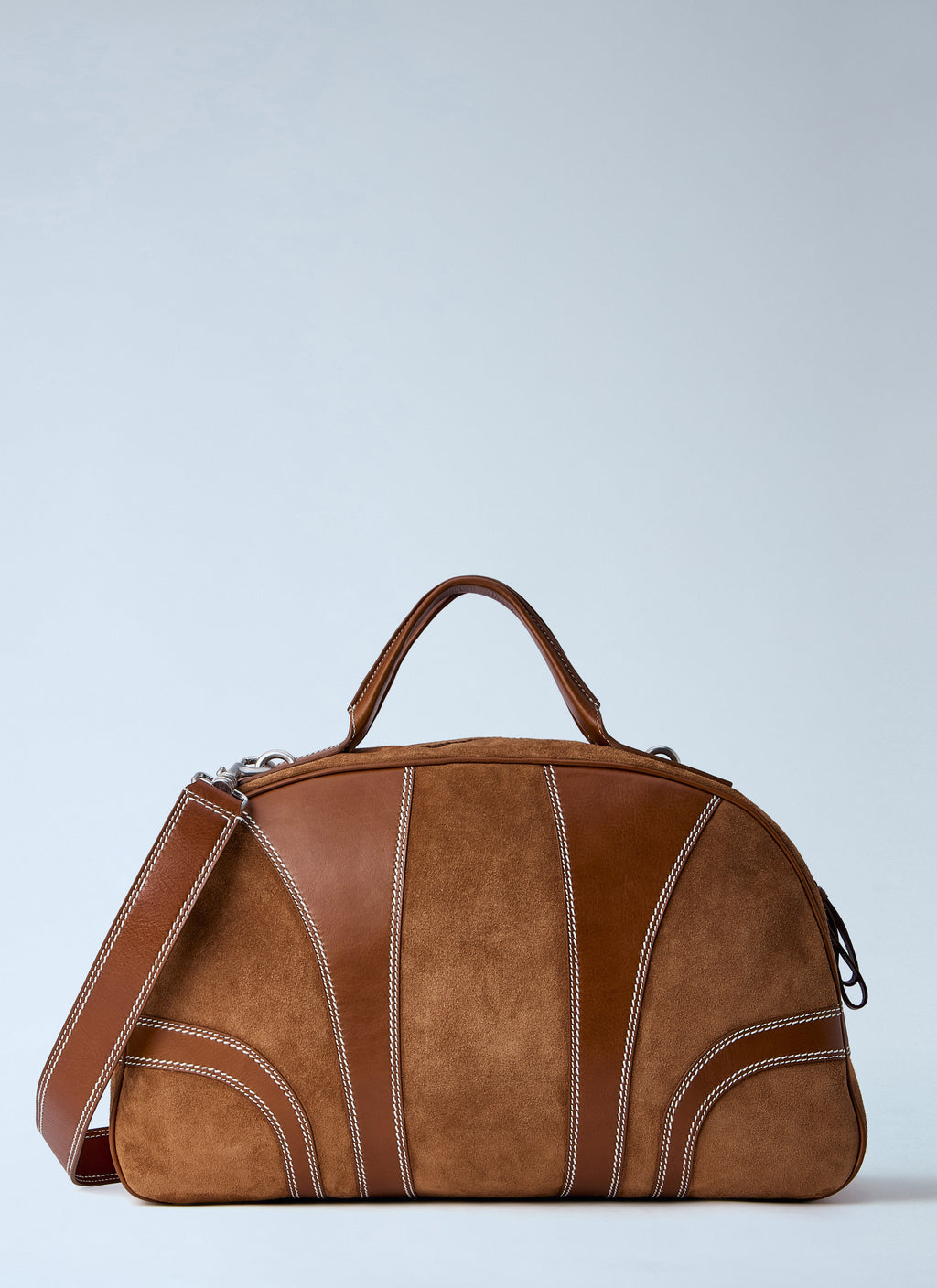 Leather-Trimmed Suede Duffel Bag