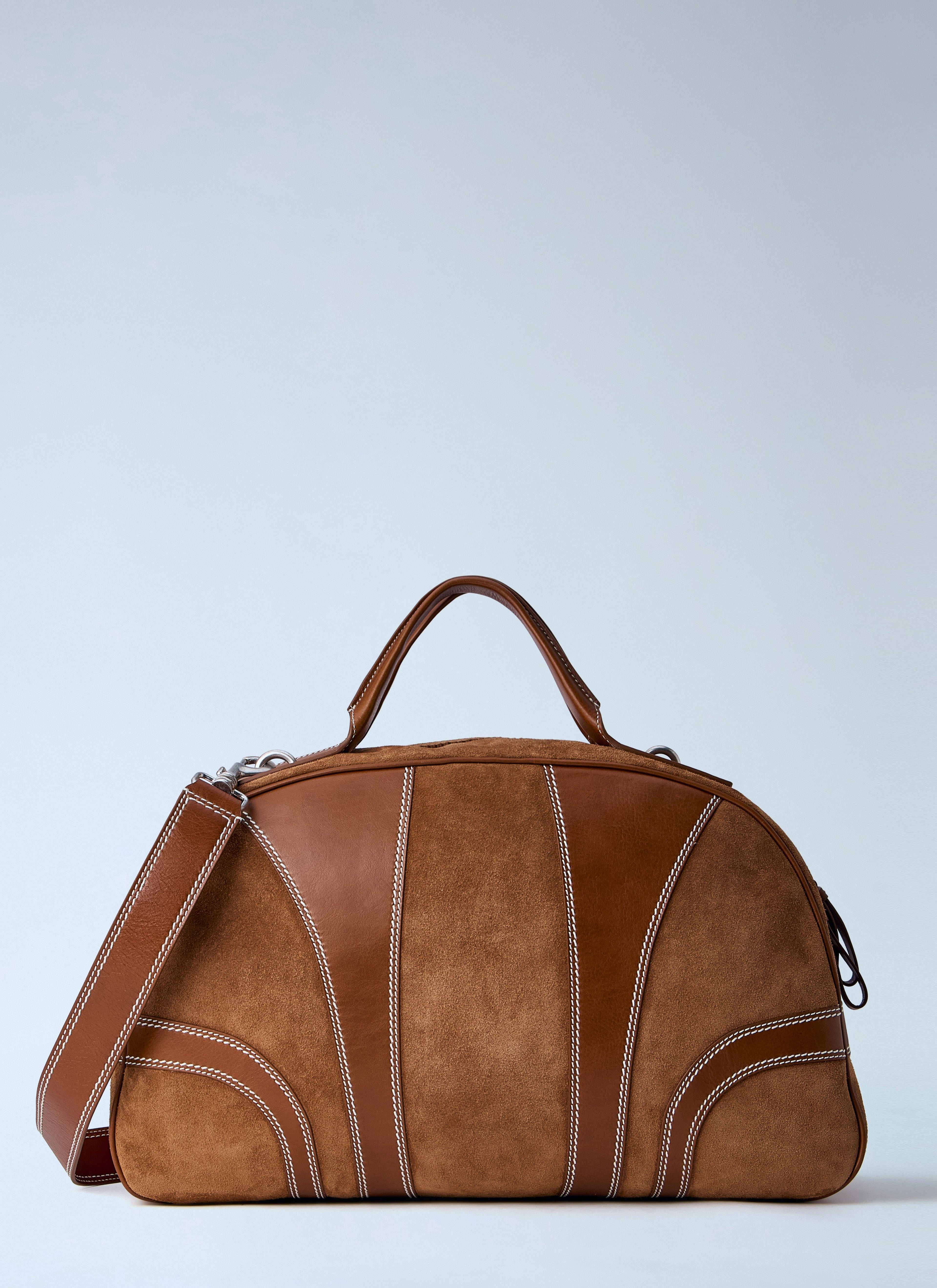 Leather-Trimmed Suede Duffel Bag