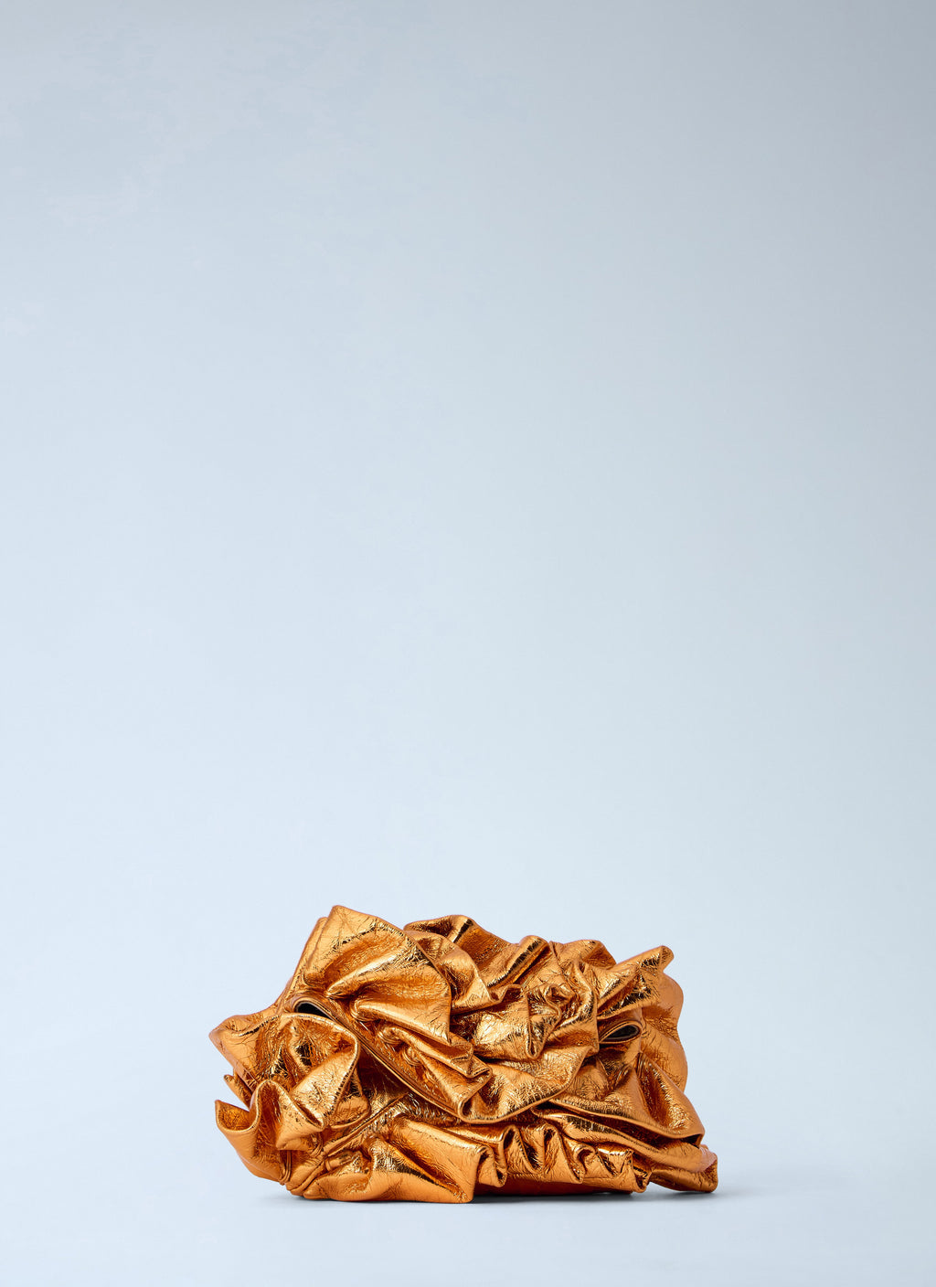 Ruffled Crinkled Leather Clutch Bag