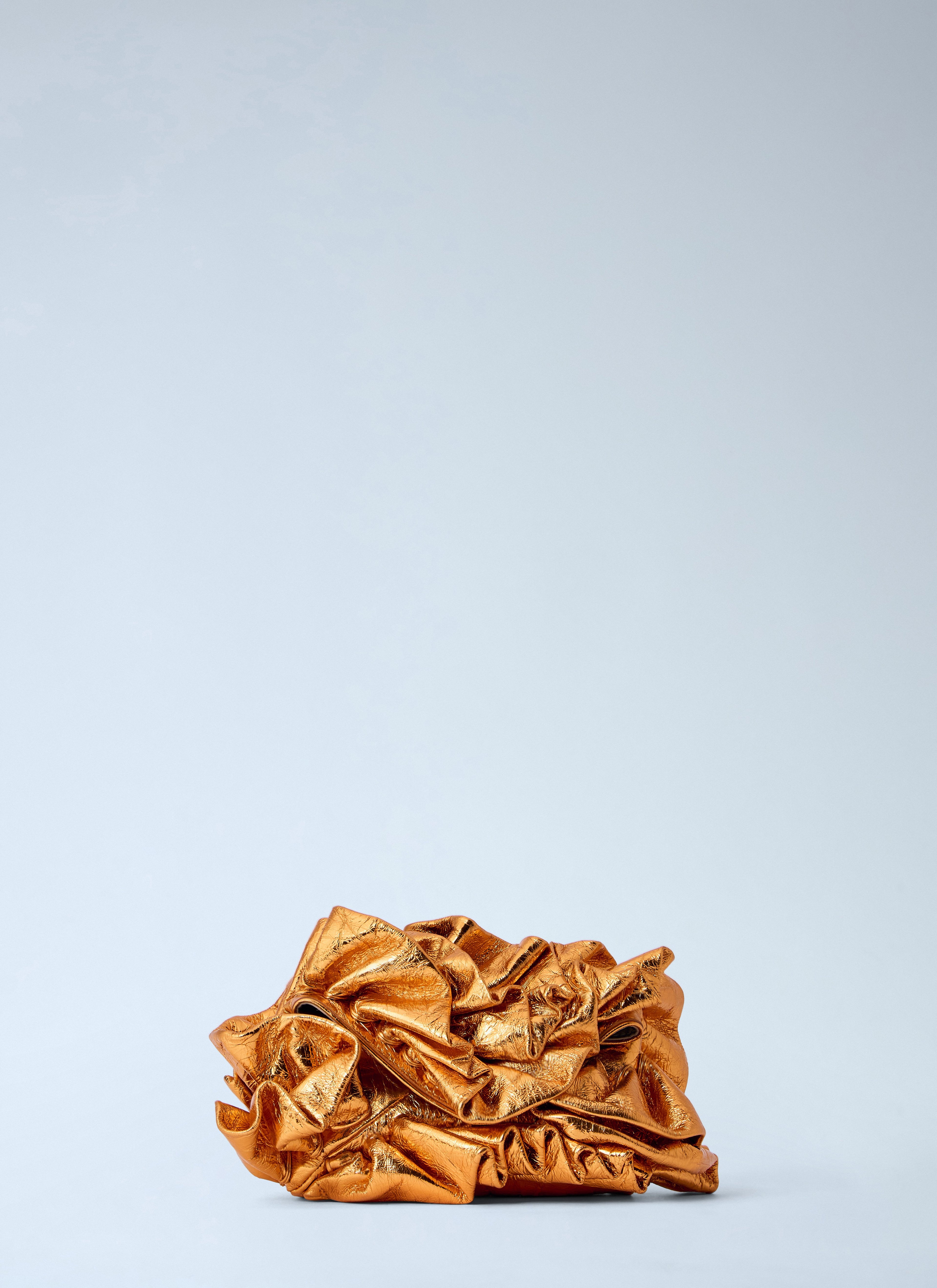 Ruffled Crinkled Leather Clutch Bag