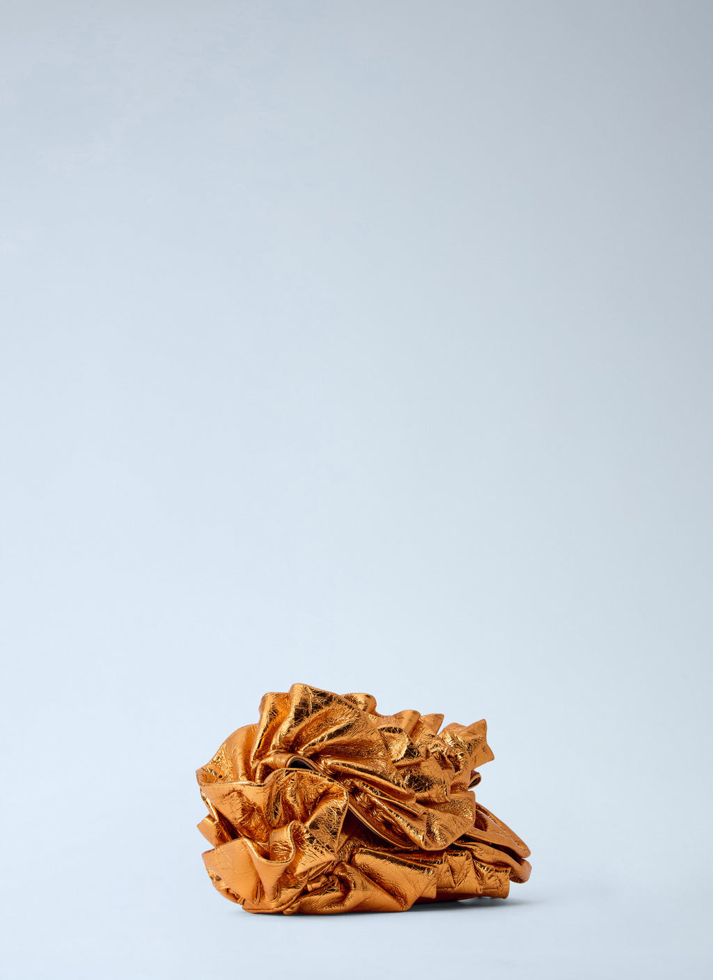 Ruffled Crinkled Leather Clutch Bag