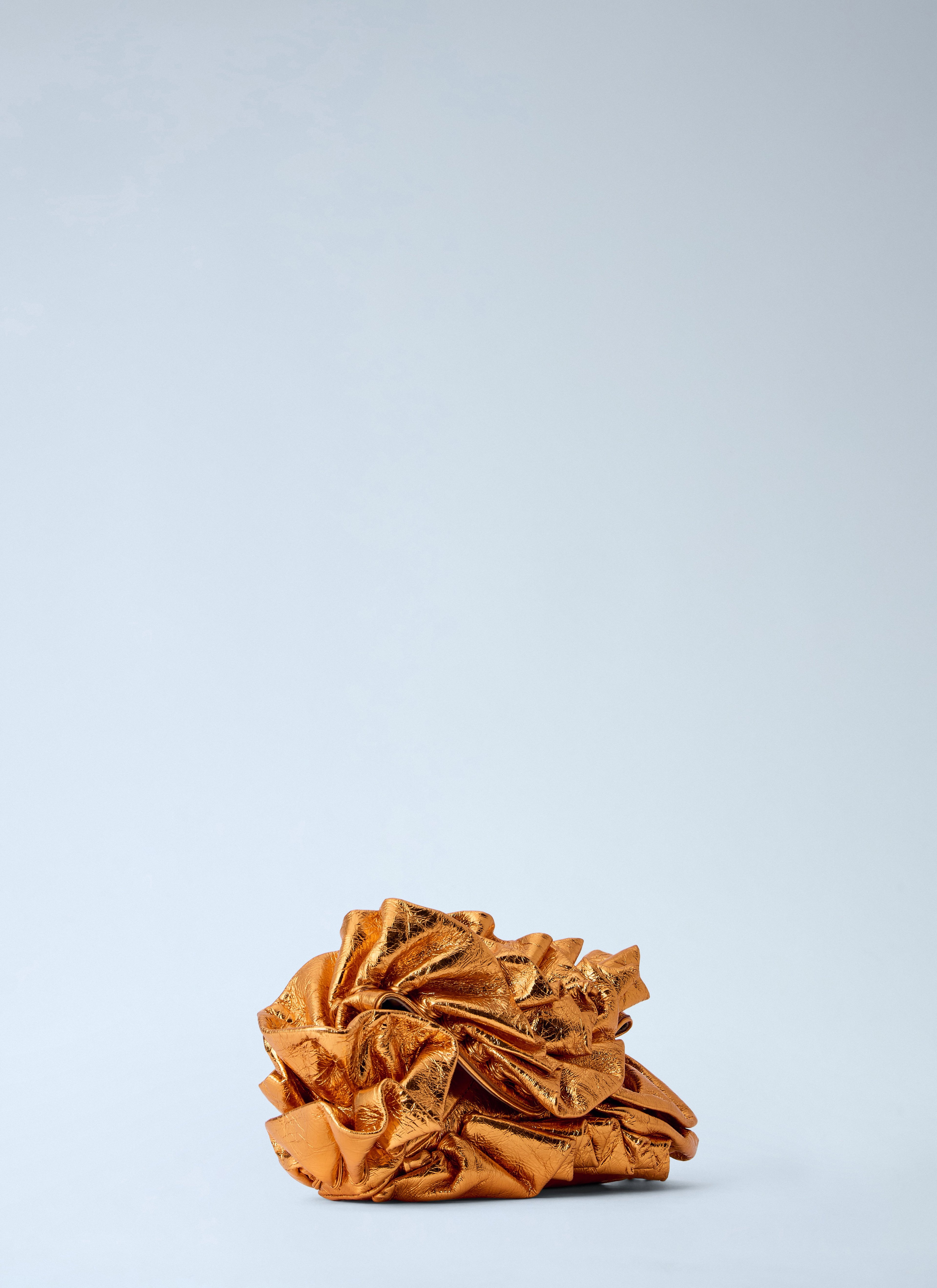 Ruffled Crinkled Leather Clutch Bag