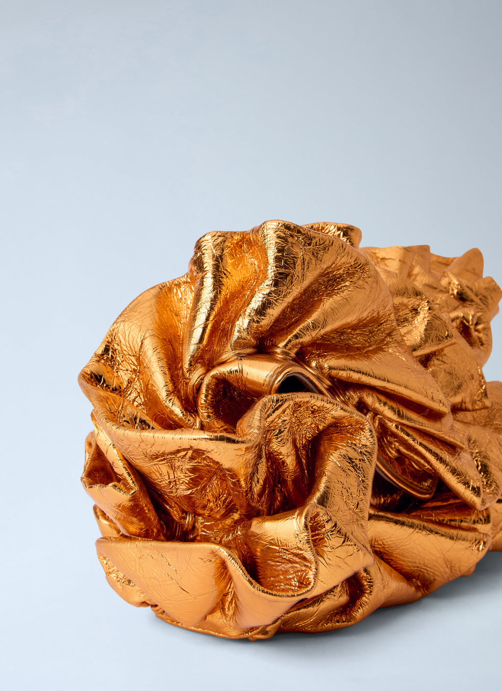 Ruffled Crinkled Leather Clutch Bag