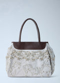 Embellished Leather-Trim Handbag