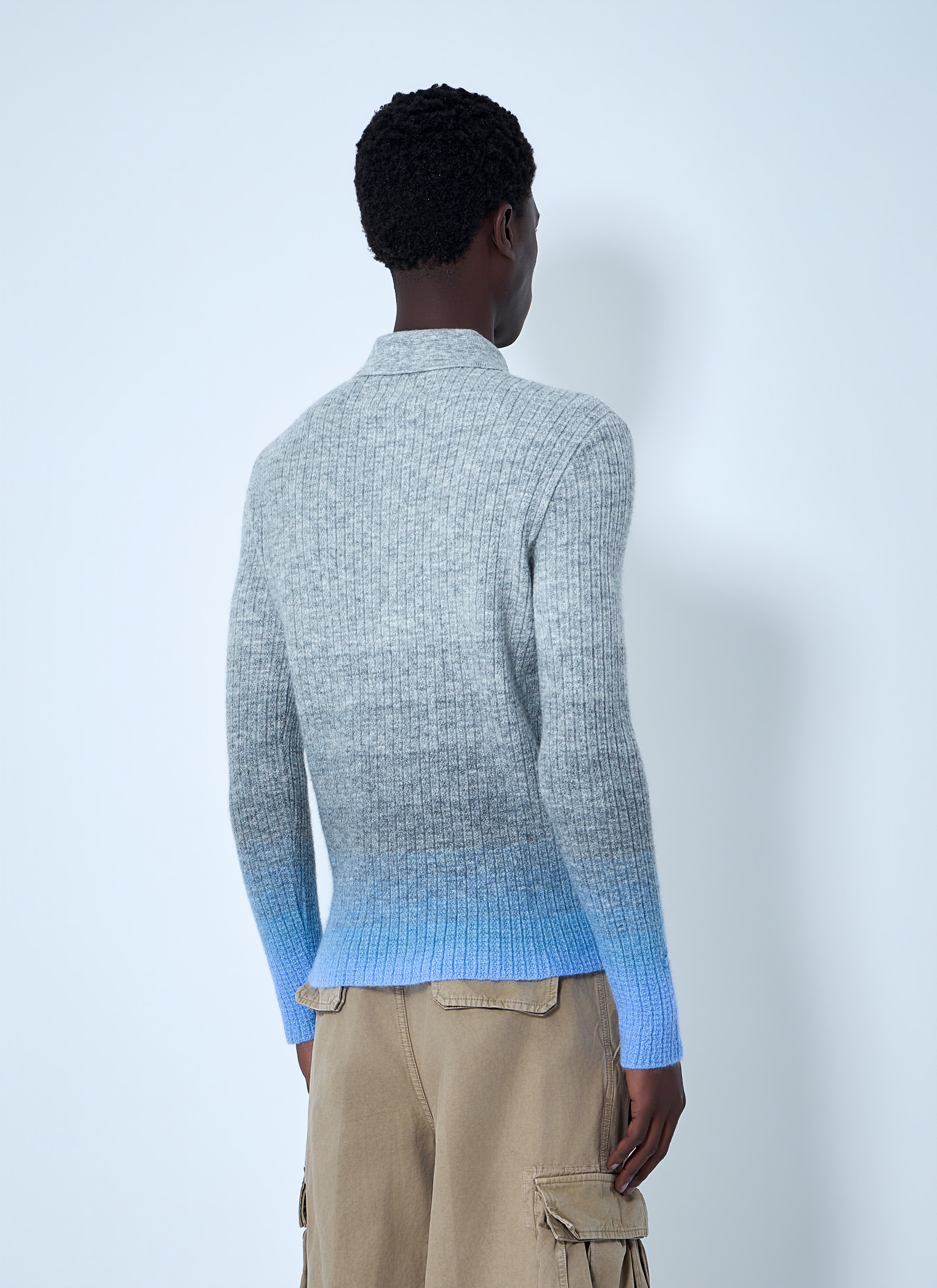 Ribbed Knit Polo Sweater
