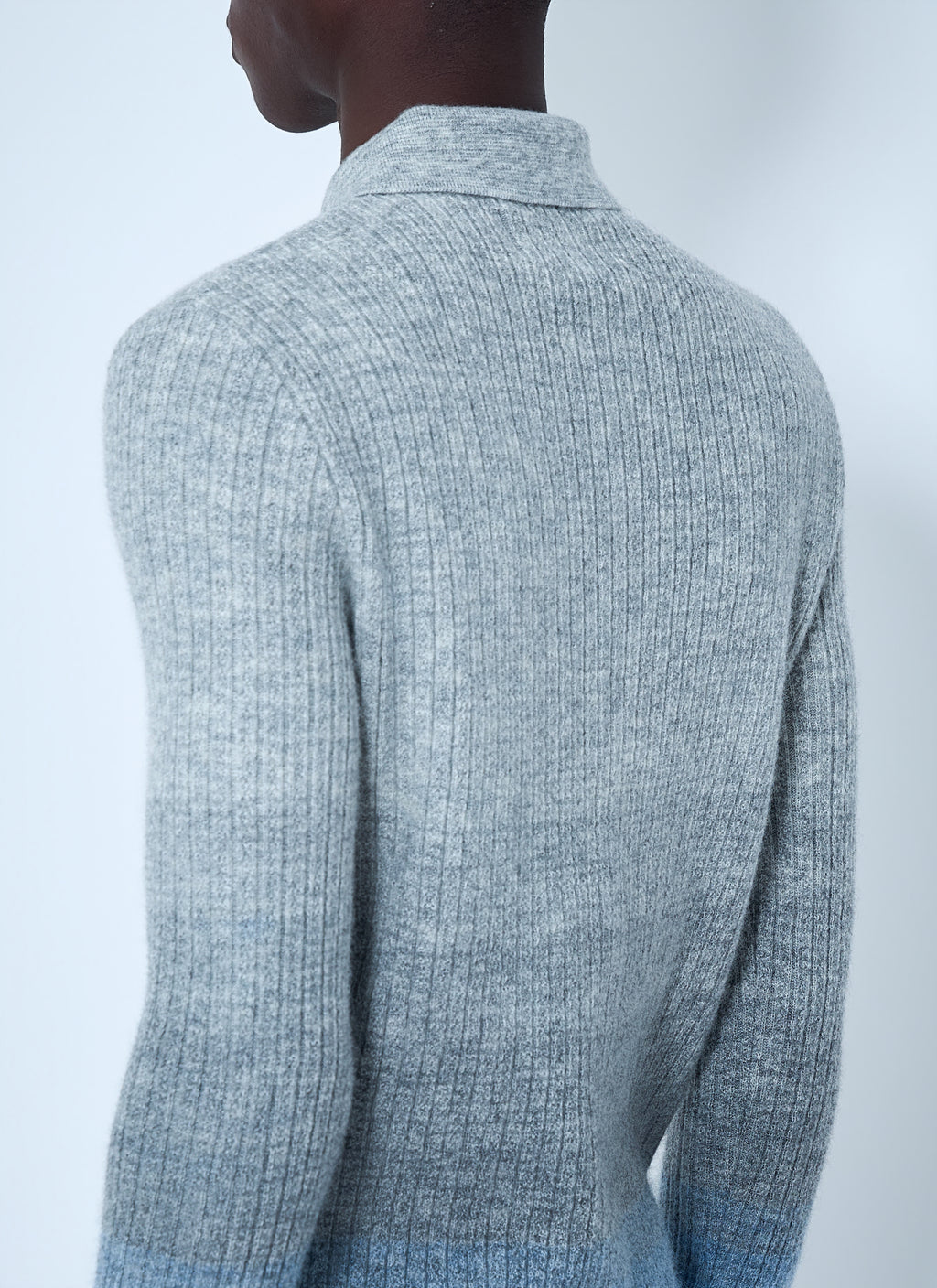 Ribbed Knit Polo Sweater