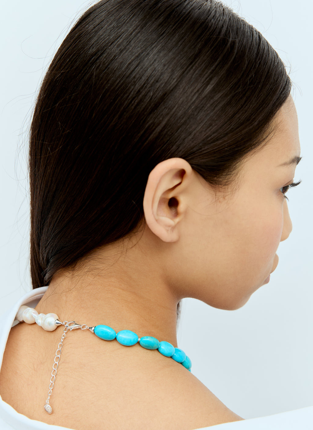 Turquoise And Baroque Pearl Collar Necklace