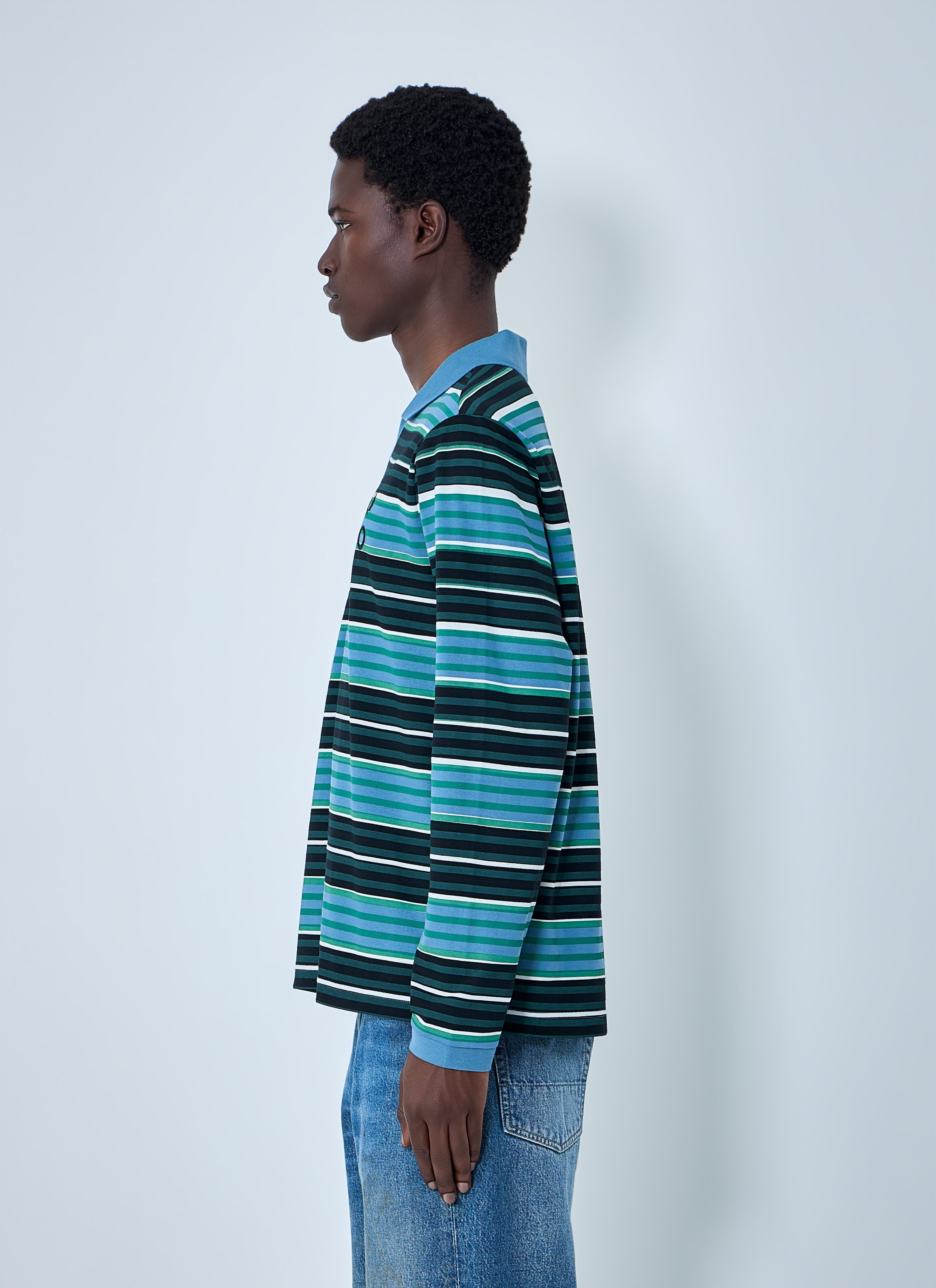 Striped Long-Sleeve Polo Shirt
