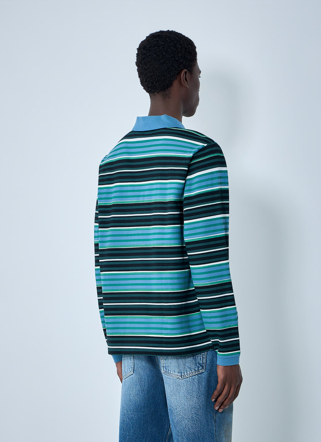 Striped Long-Sleeve Polo Shirt
