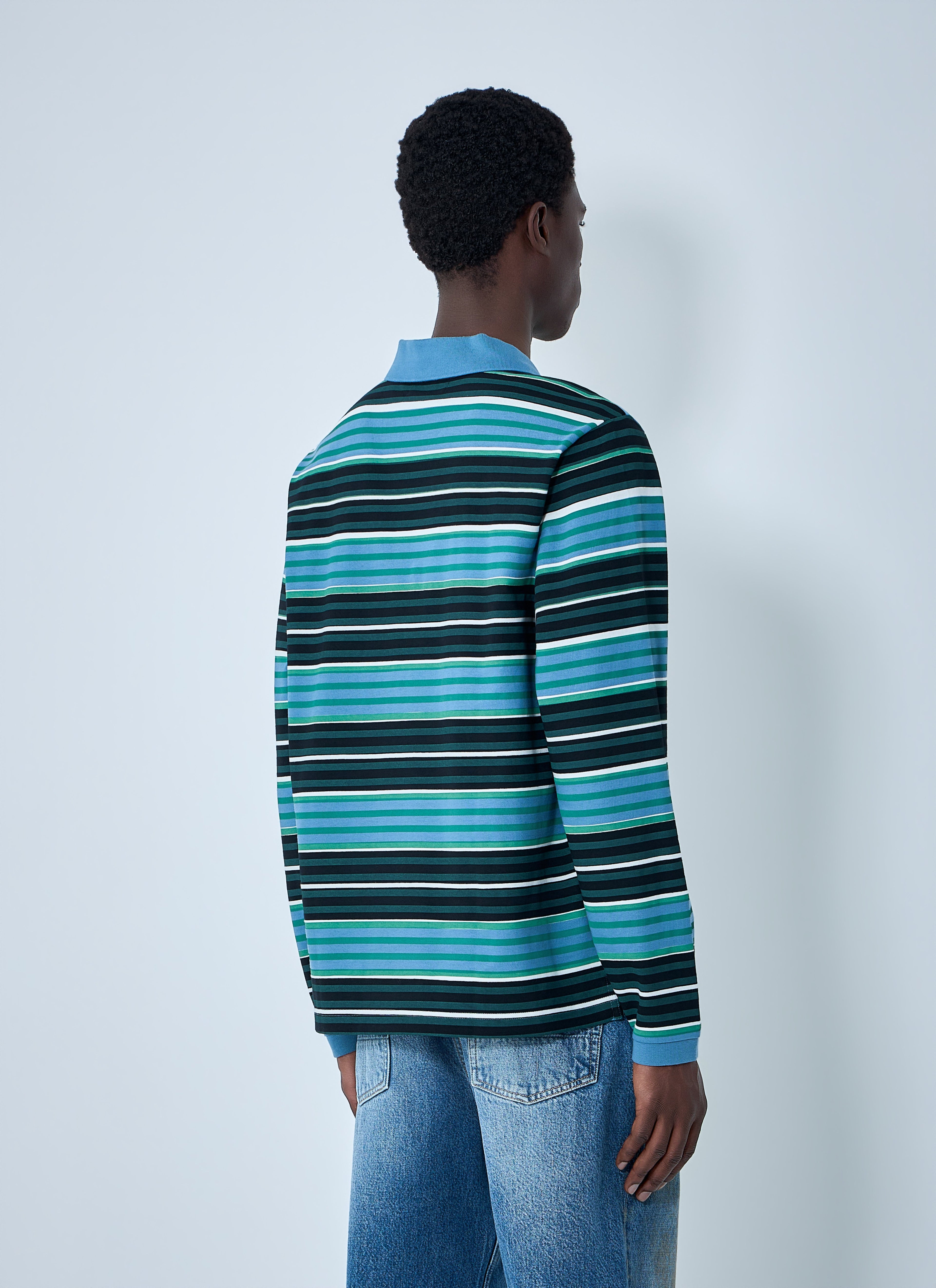 Striped Long-Sleeve Polo Shirt