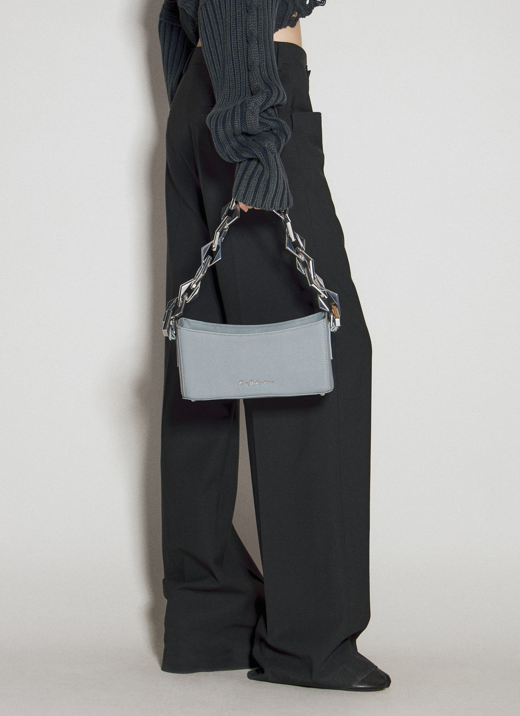 Diamond Chain Leather Shoulder Bag